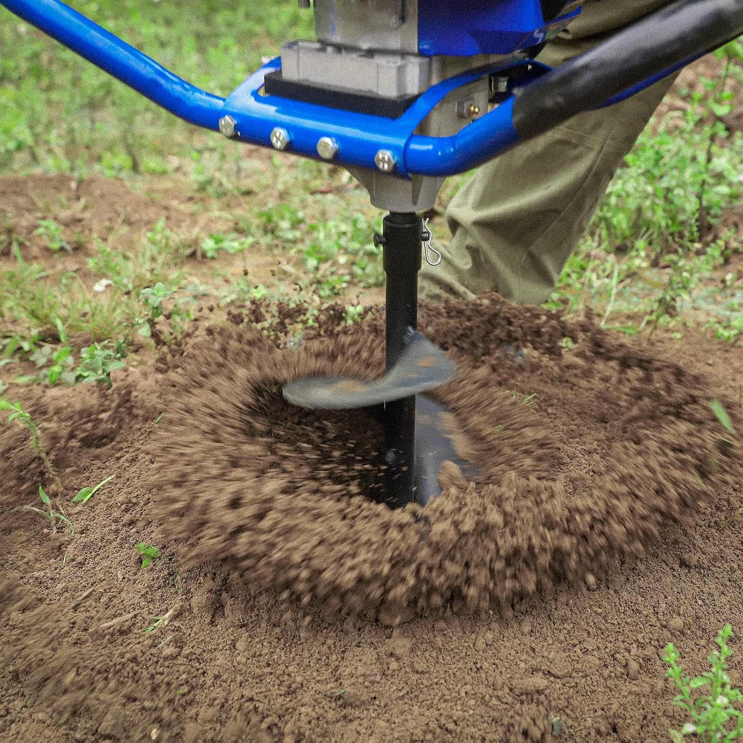 Post Hole Digger Gas Powered, 52cc 2.4 HP 2 Stroke Engine Earth Auger with 8