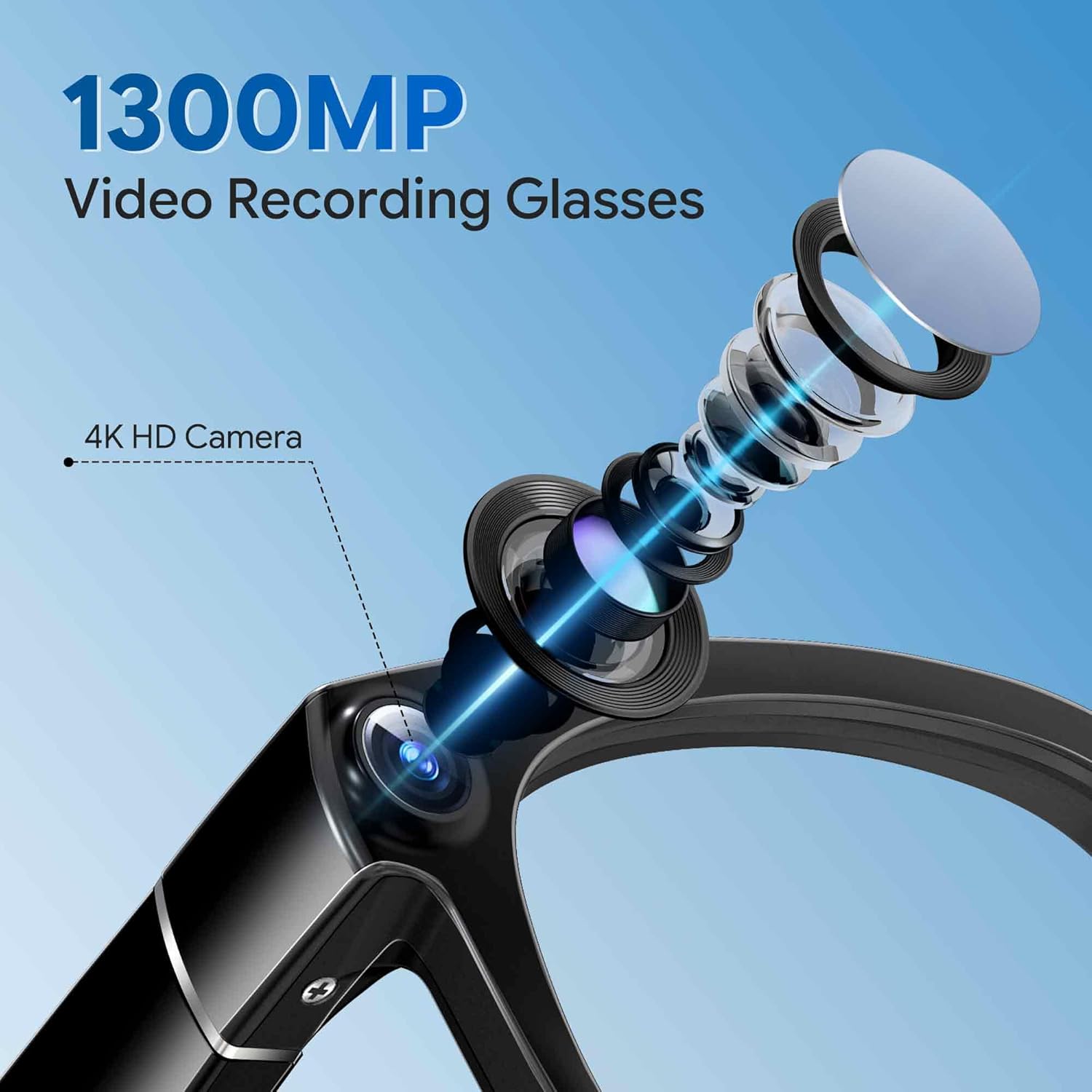 2026 Ai Smart Glasses for Men Women, 13mp 4k Hd Camera Glasses, Supports Real-Time Translation/Photo/Video/Audio Recording with Color-Changing Lenses for Travel, Sports