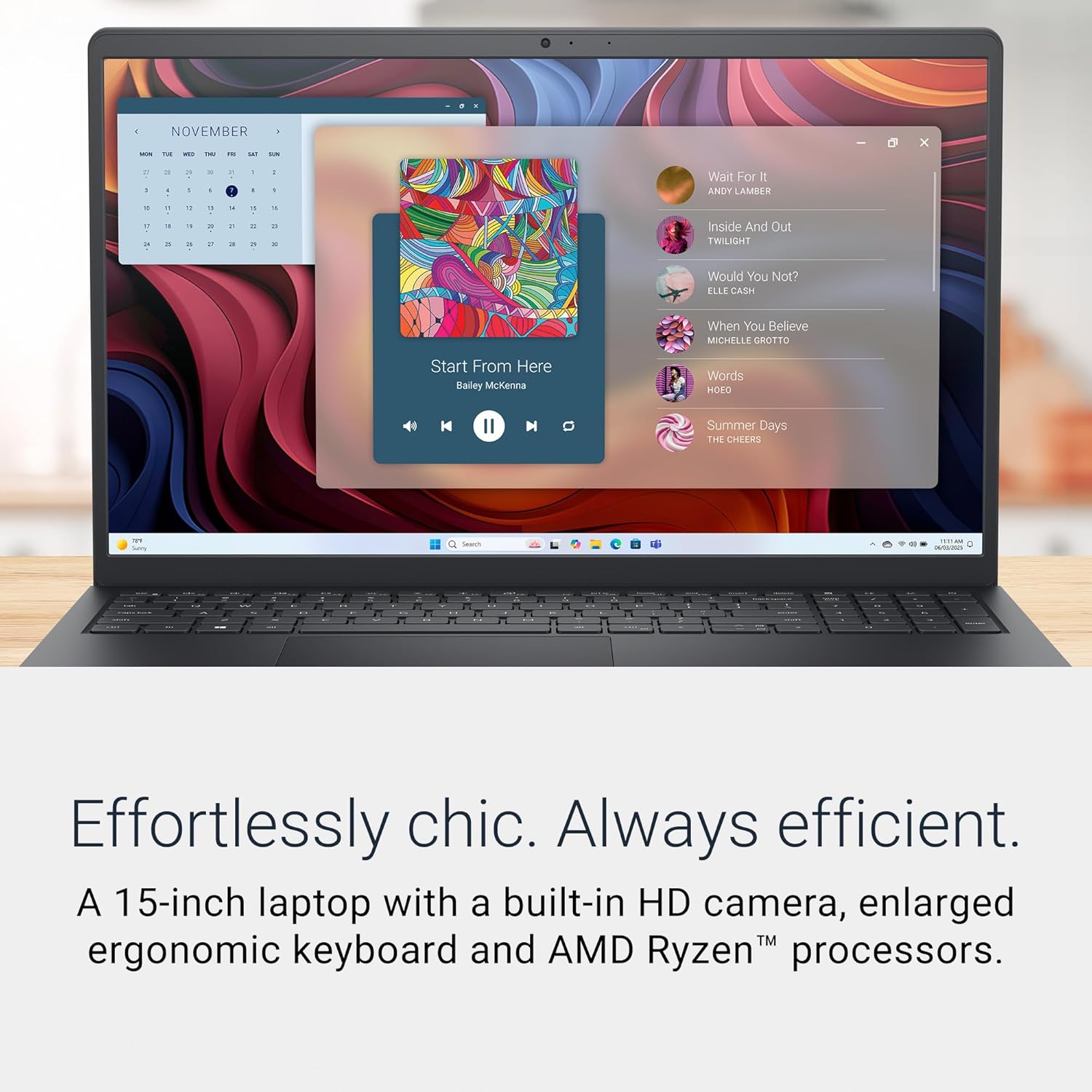 Dell 15 Laptop DC15255-15.6-inch FHD 120Hz Display, AMD Ryzen 5-7520U, 8GB LPDDR5 RAM, 512GB SSD, Radeon 610M Graphics, Windows 11 Home, Onsite Service - Carbon Black