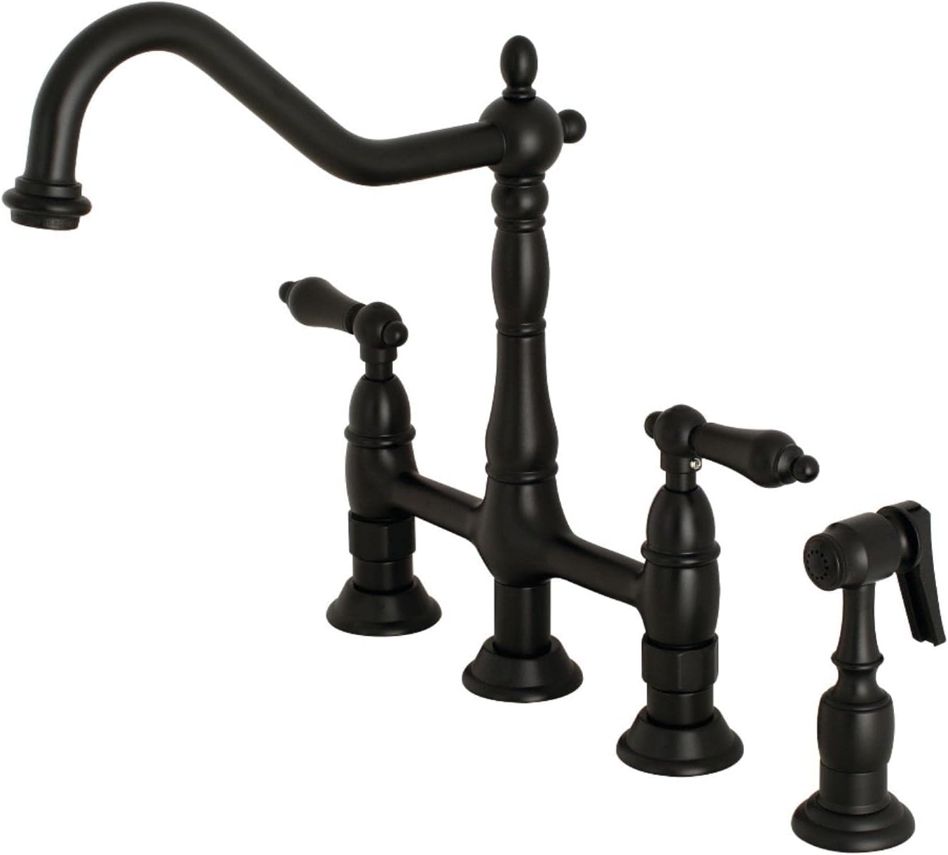 Kingston Brass KS1270ALBS Heritage Bridge Kitchen Faucet, 8-9/16