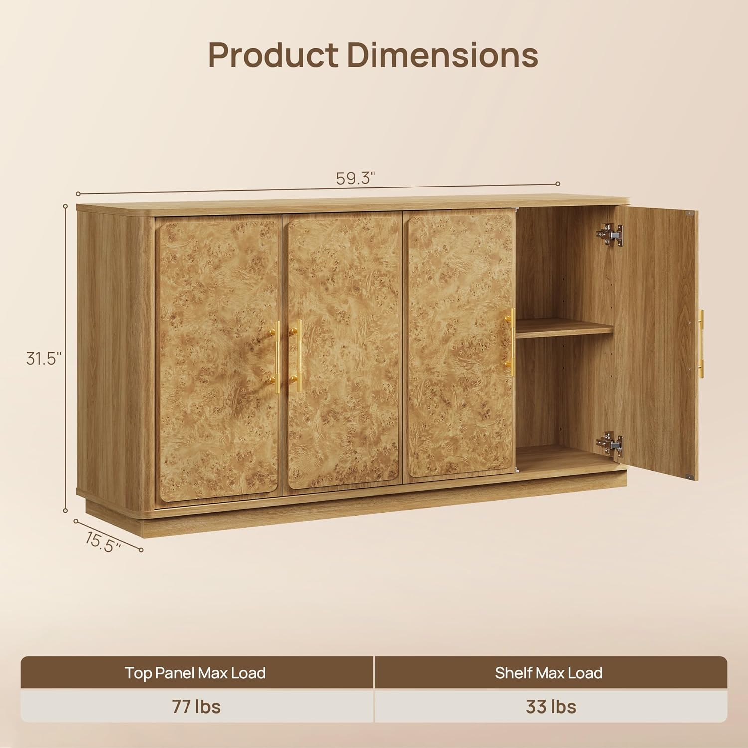 SICOTAS Buffet Cabinet with Storage - Burluxe 59