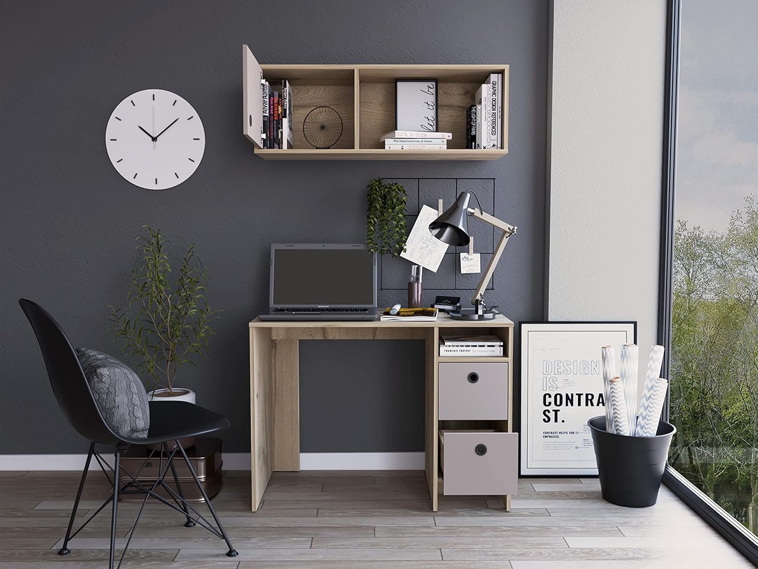 Office Set Budest, Office, Light Oak/Taupe