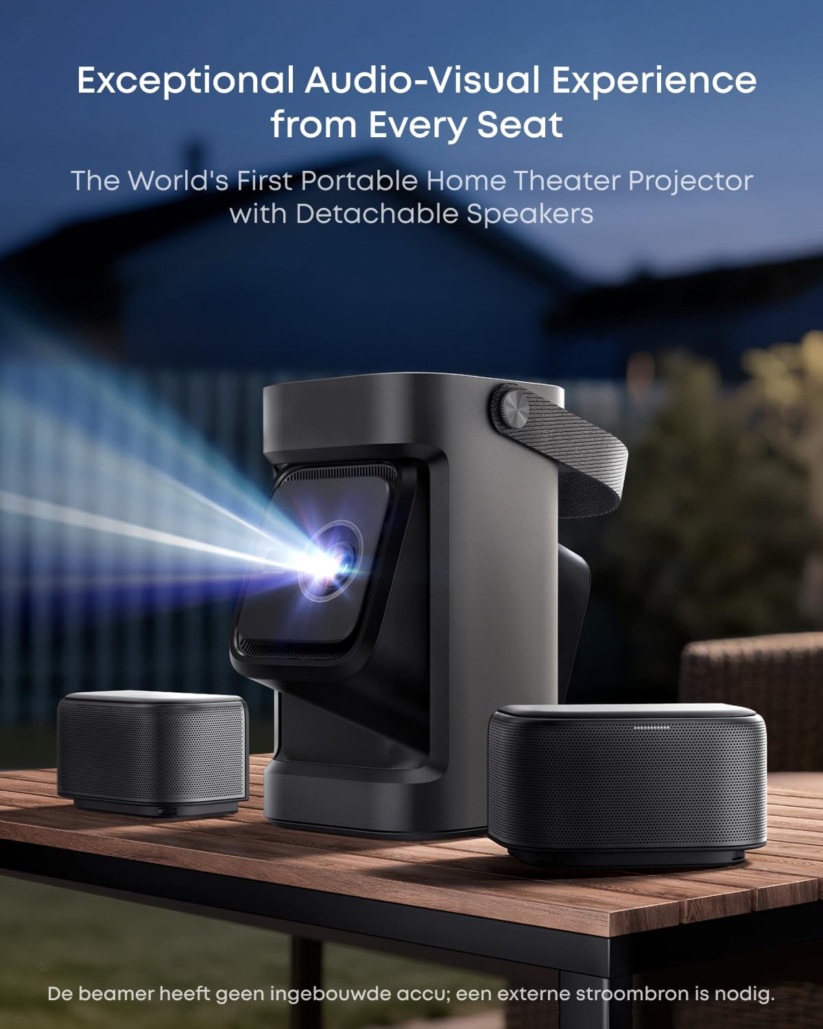 soundcore Nebula P1 Portable GTV Projector with Detachable Speakers, 650 ANSI Lumens, 1080P, 20W Truly 2.0 Surround Sound, Dolby Audio, Built-In Gimbal, Auto Adjustment, 180