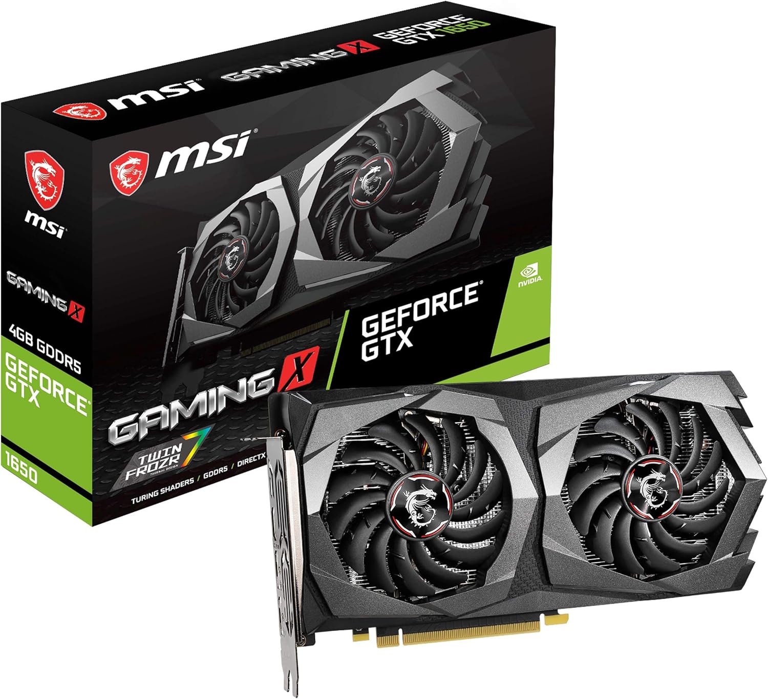 msi Gaming GeForce GTX 1650 128-Bit HDMI/DP 4GB GDRR5 HDCP Support DirectX 12 Dual Fan VR Ready OC Graphics Card (GTX 1650 Gaming X 4G)