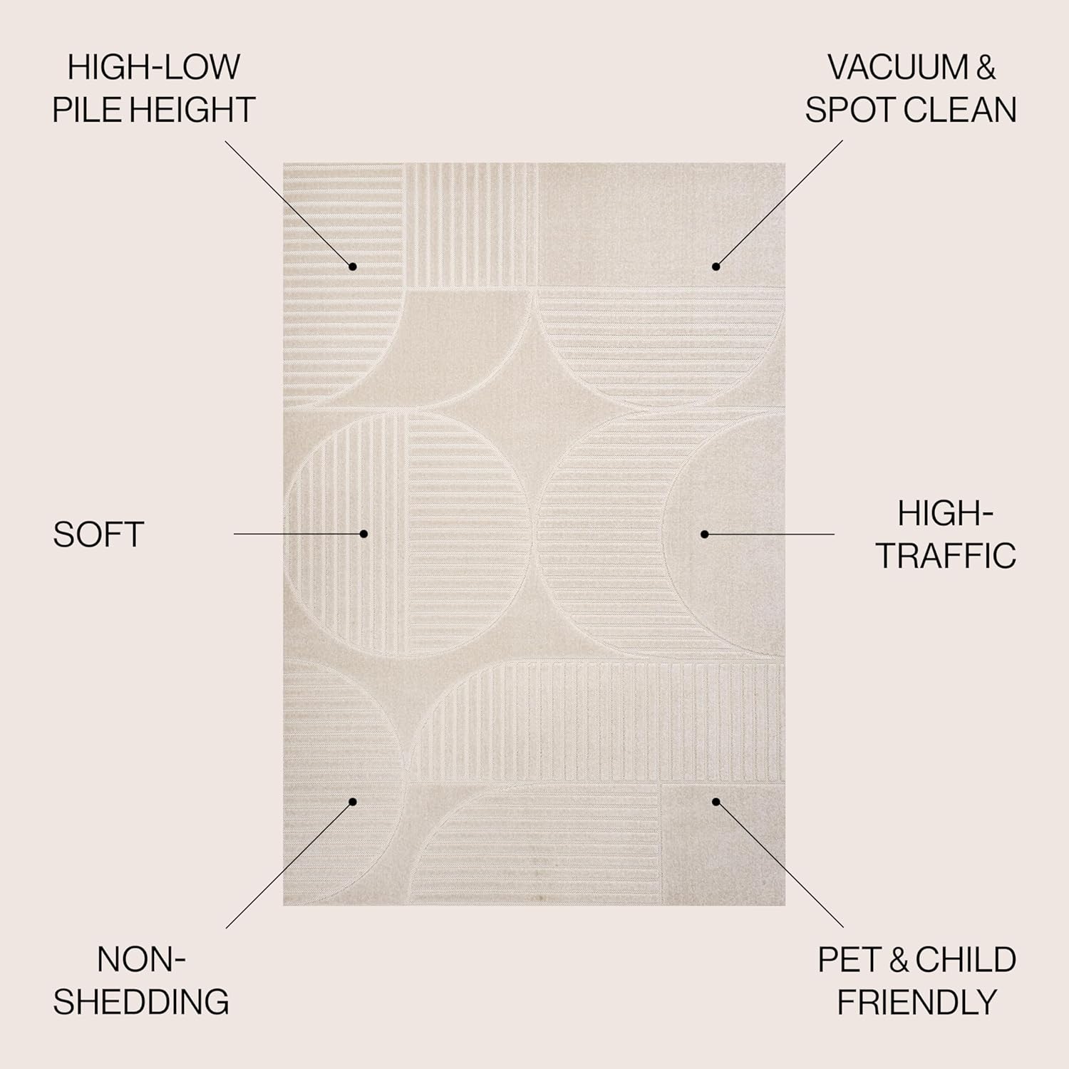 JONATHAN Y Nordby High-Low Arch Striped Ivory/Cream Indoor/Outdoor Area Rug, 8x10, Modern, Contemporary, Geometric, Bohemian, Bedroom, Kitchen, Living Room,Non Shedding (SCN104B-8)