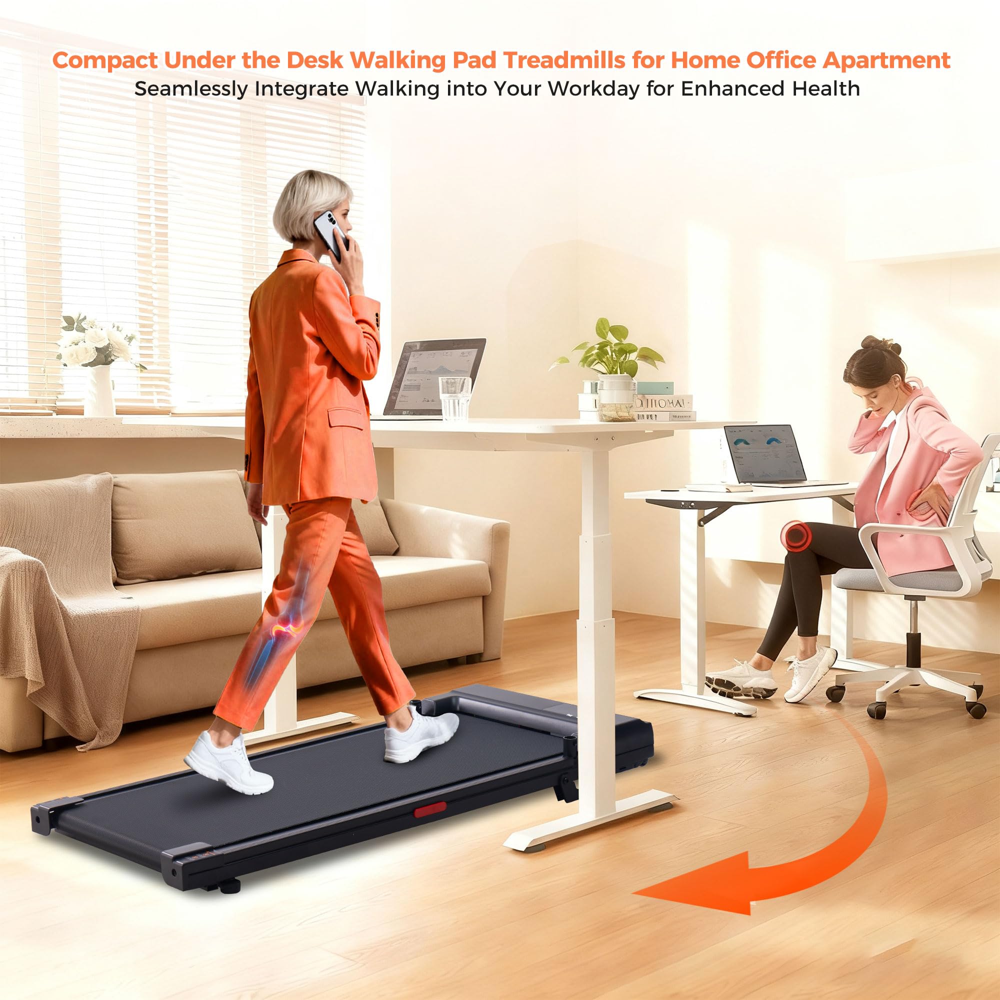 SUOUER Walking Pad Treadmill with Incline & Handle Bar