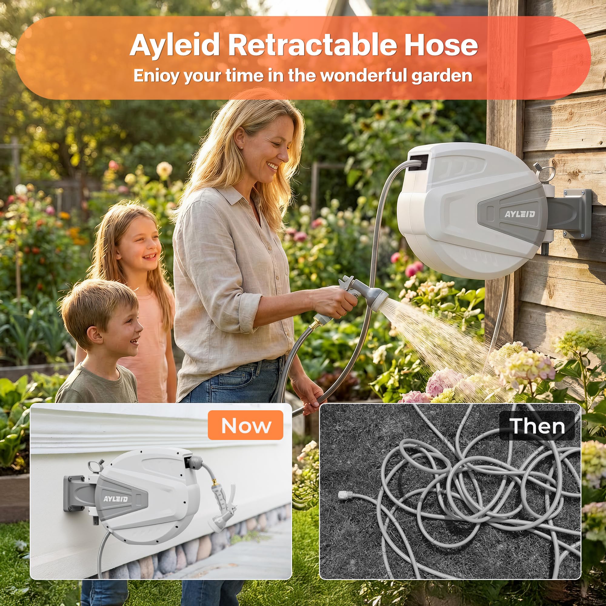 AYLEID Retractable Garden Hose Reel 1/2