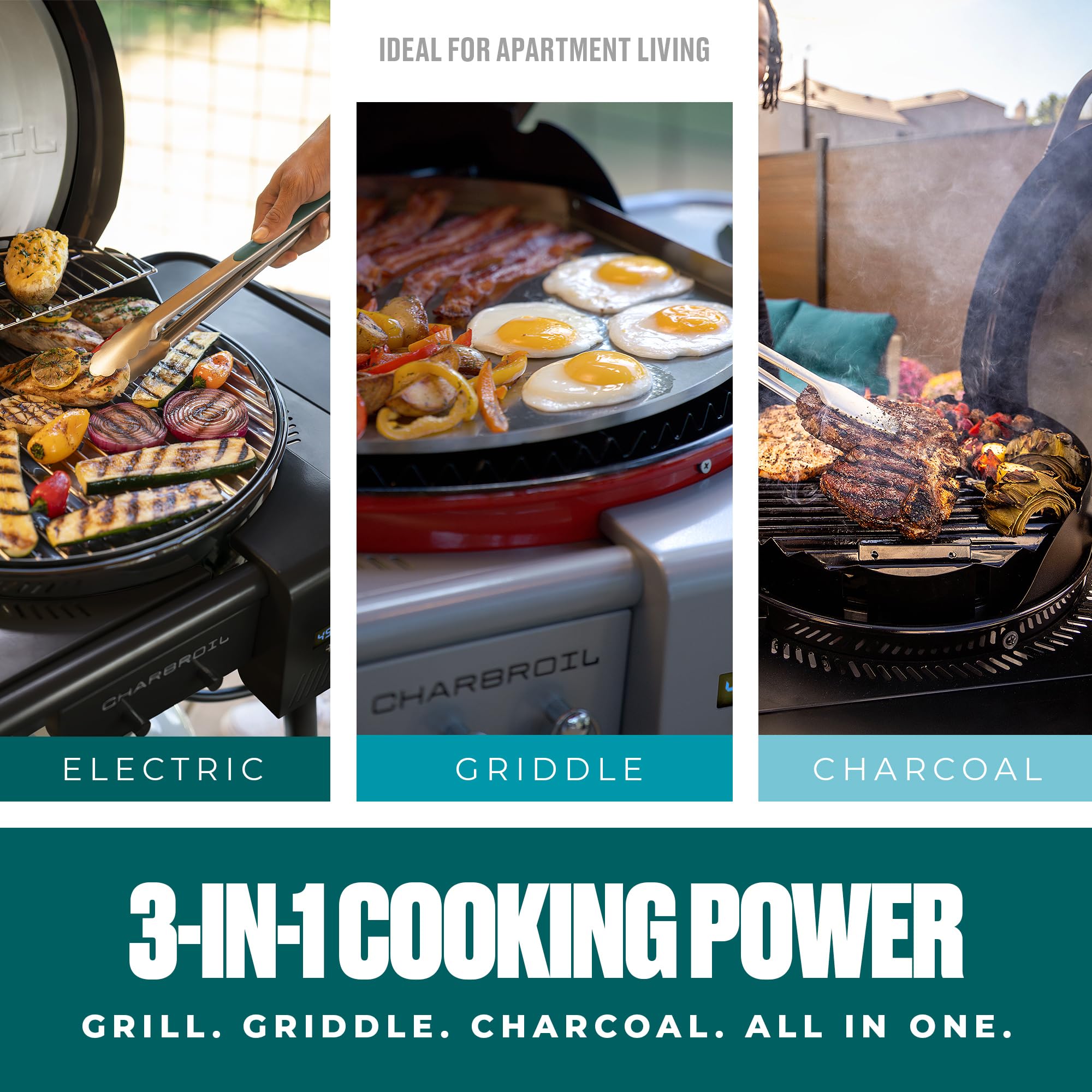 CHARBROIL 3-in-1 Dual Fuel Outdoor Bistro Electric Grill