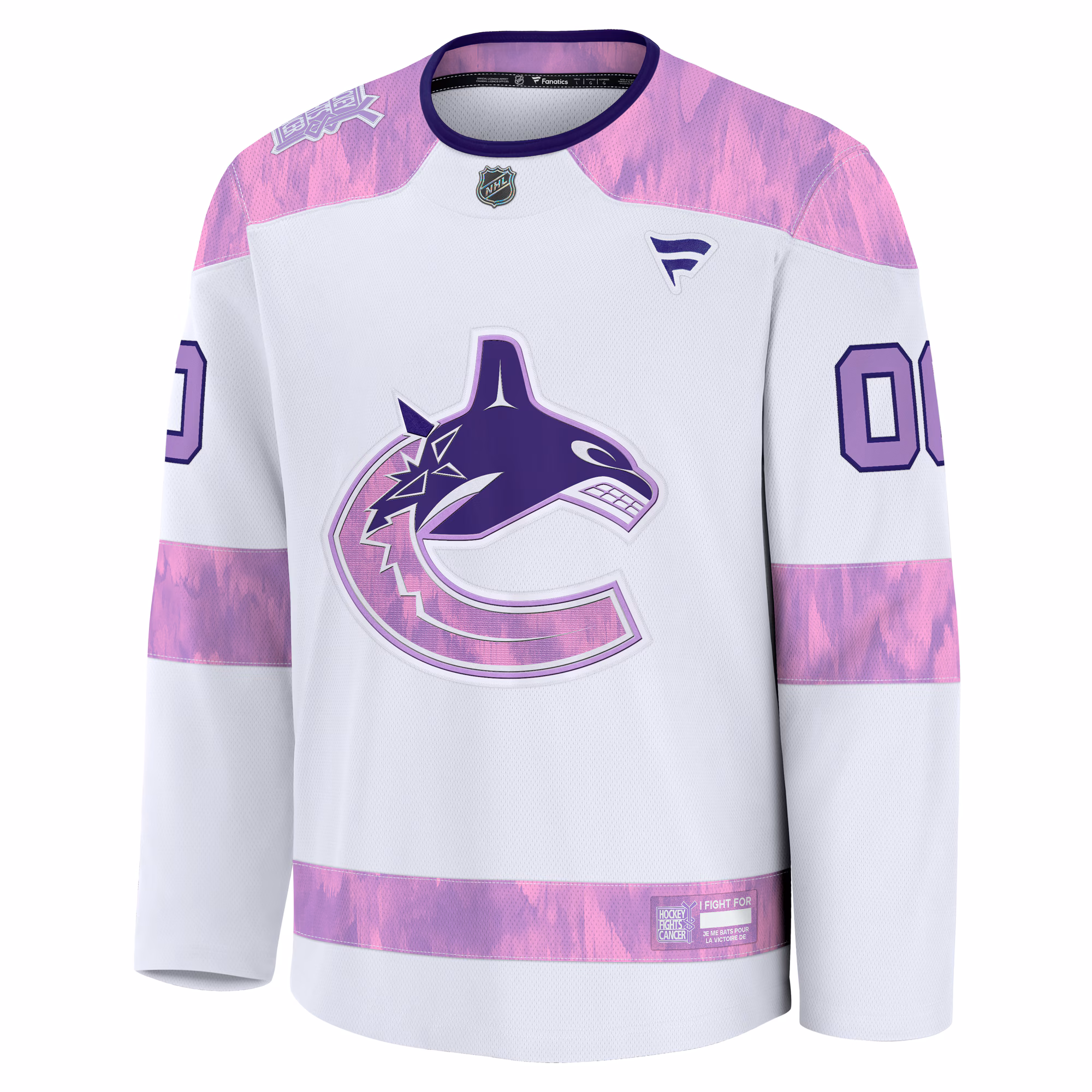 Vancouver Canucks Fanatics 2024 Hockey Fights Cancer Custom Practice Jersey - White