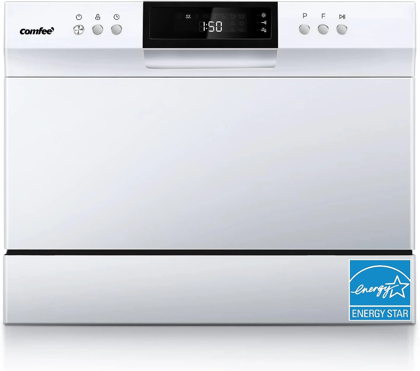 Countertop Dishwasher, Energy Star Portable Dishwasher, 6 Place Settings & 8 Washing Programs, Speed, Baby-Care, ECO& Glass, Dish Washer for Dorm, RV& Apartment, Black