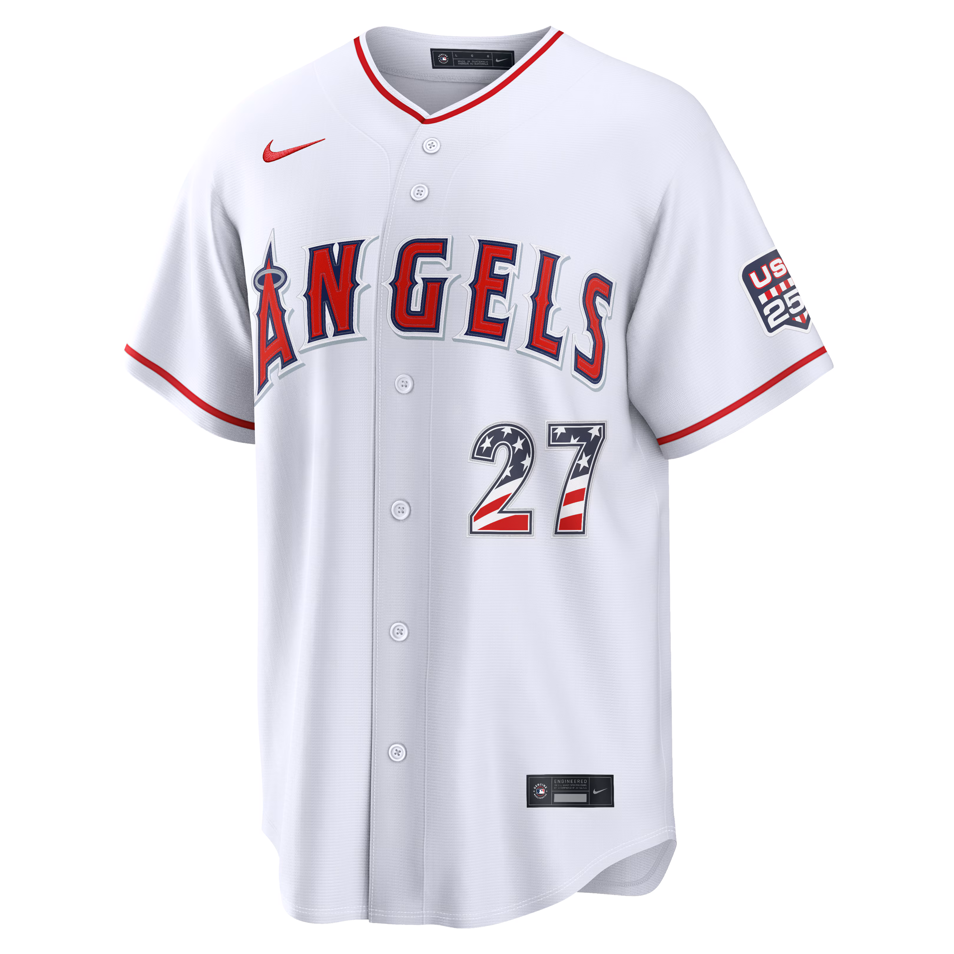 Fourth of July Los Angeles Angels Mike Trout Nike White USA 250 Stadium Jersey