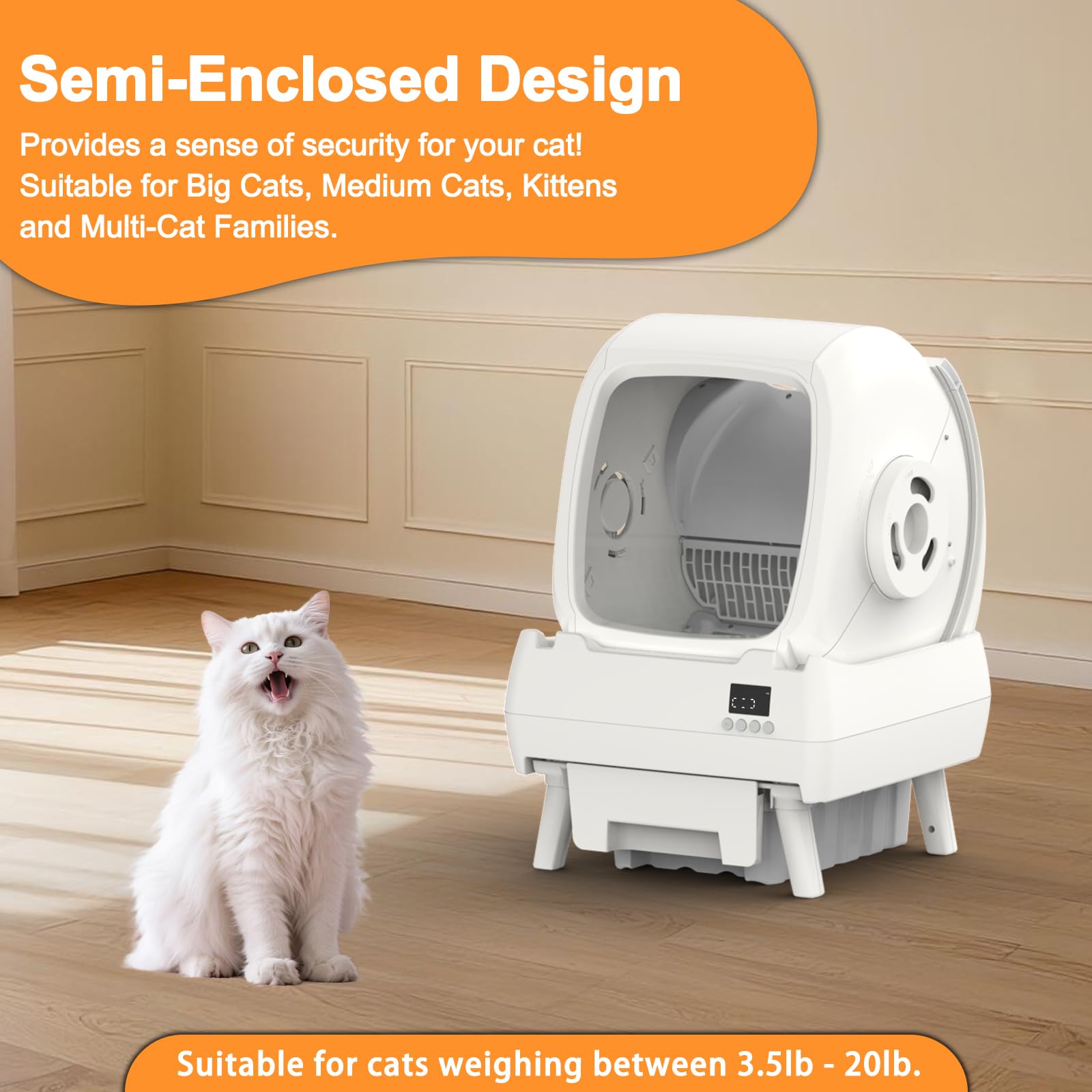 FRCFRC Automatic Cat Litter Box - Self-Cleaning, App Control