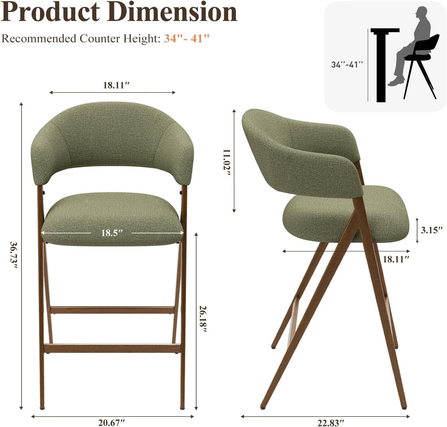 COLAMY Bar Stools Set of 2, 26
