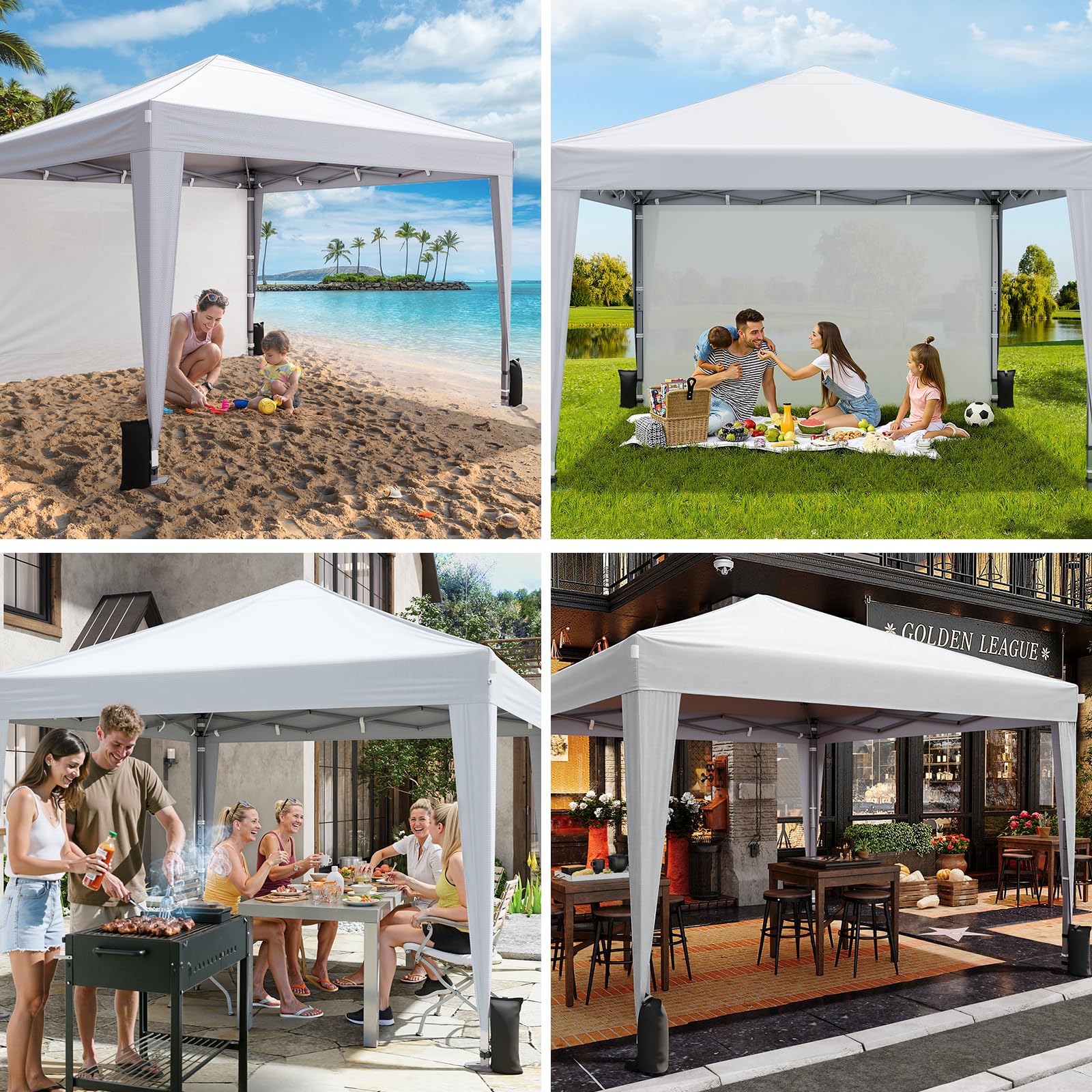DRIFTALIA 10x10 Pop Up Canopy Tent with Sidewalls - White