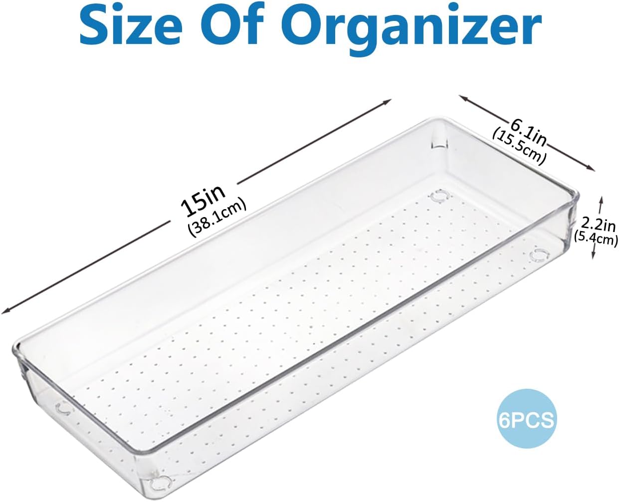 6 Pcs Large Clear Drawer Organizer Set, 15