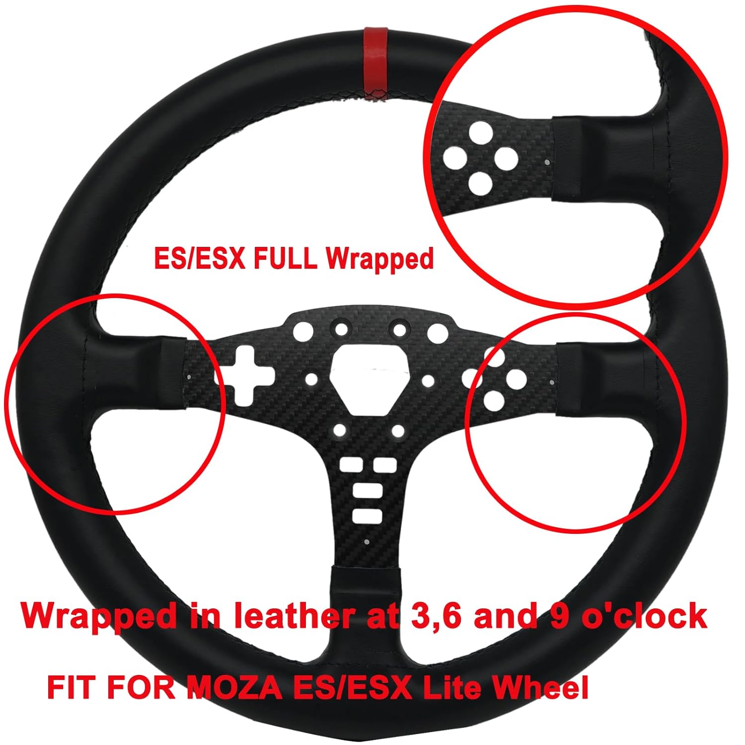 Replace 13 inch lightweight Suede/Leather Steering Wheel Replace Panel For MOZA R5/R3/ES/ESX Bundle Gaming Racing Wheel (With full Leather)