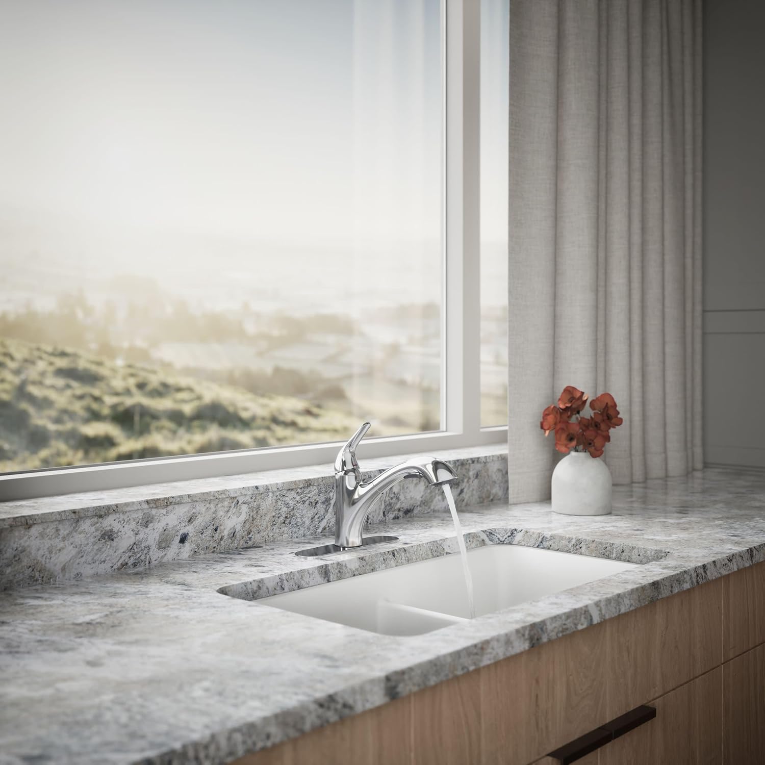 KOHLER 30612-CP Jolt Pull-Out Kitchen Sink Faucet, Two-Function Sprayhead, Touch Control, 1.5 GPM, Sleek Design, Polished Chrome