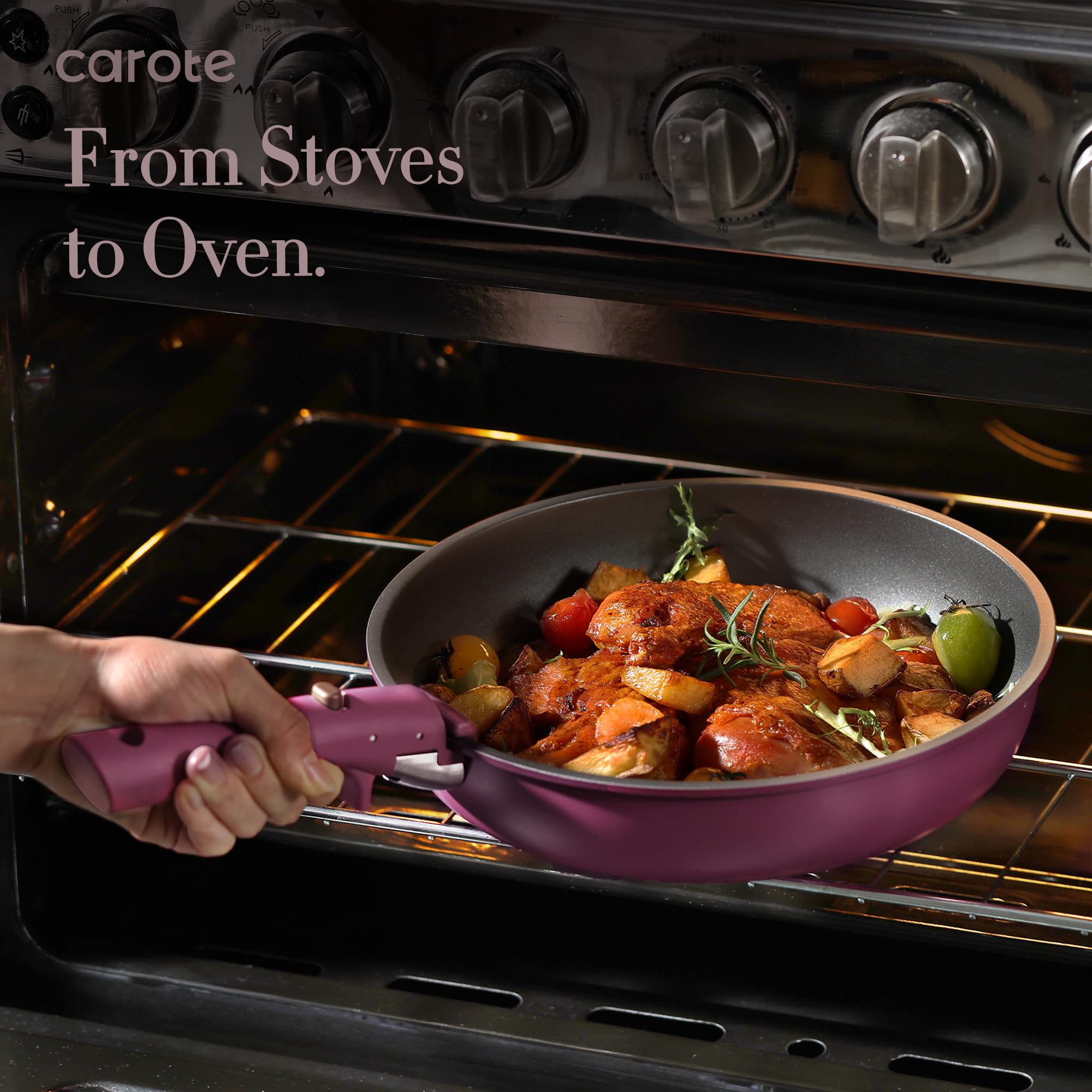 CAROTE 21pcs Nonstick Cookware Set with Removable Handle