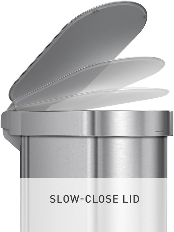simplehuman 45 Liter / 12 Gallon Slim Hands-Free Kitchen Step Trash Can, Brushed Stainless Steel