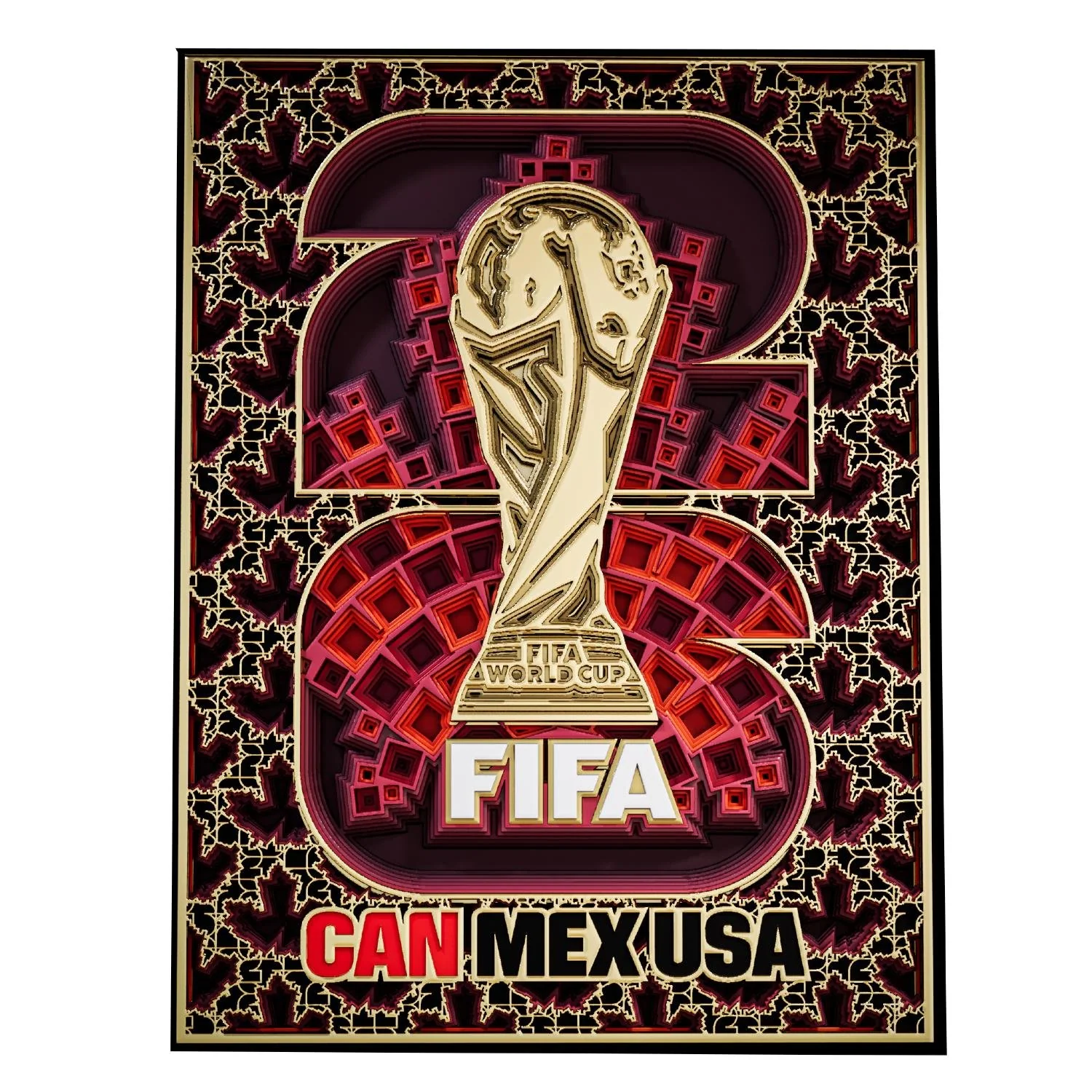 FIFA World Cup 2026™ Canada Host Country Emblem 3D Wood Art Frame