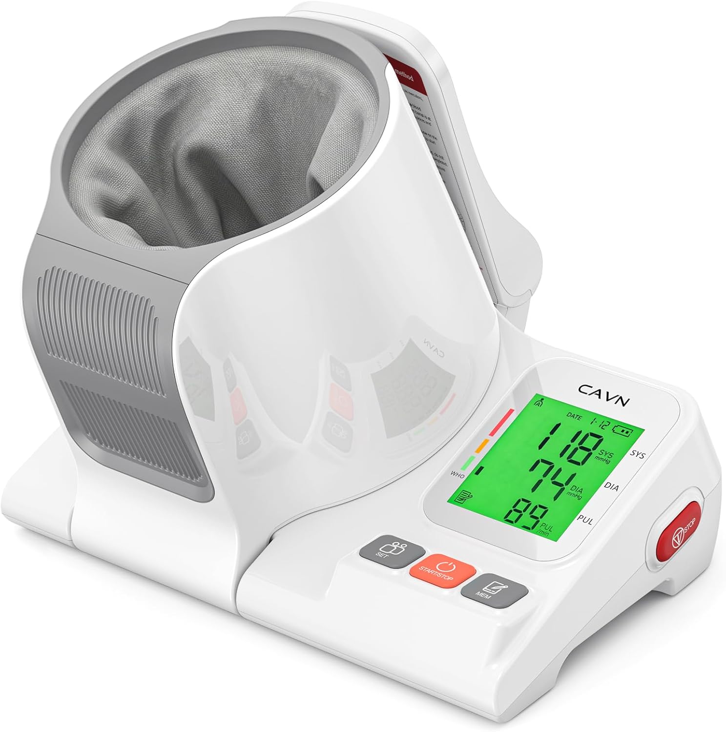 CAVN Blood Pressure Monitor, One-Touch Barrel-Type Upper Arm Blood Pressure Monitors for Home Use, No-Wrap Auto-Fit Design, Fits Arms 7.1