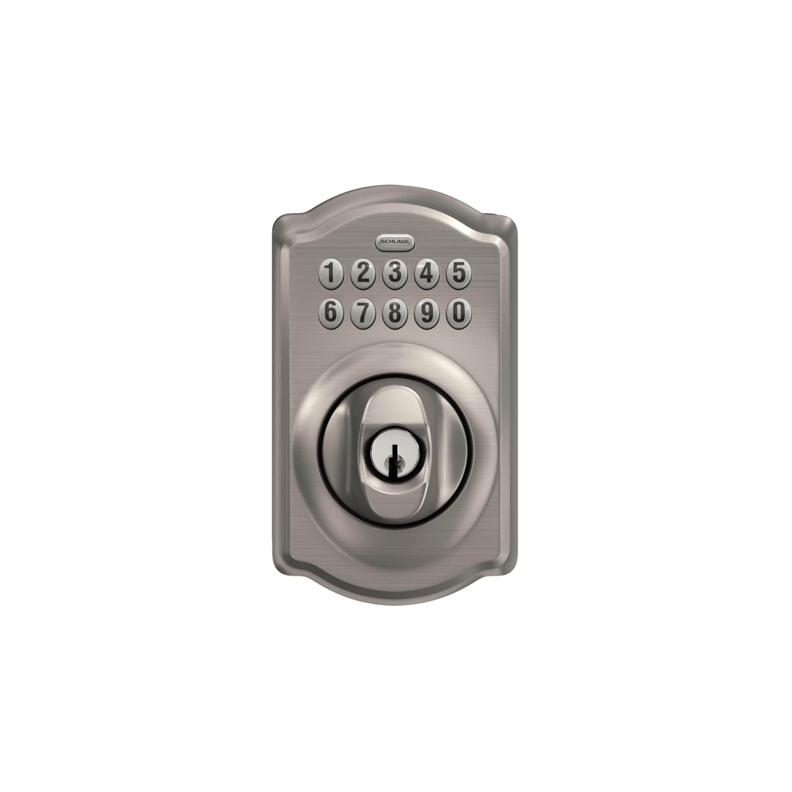 SCHLAGE Camelot Keypad Deadbolt Lock - Keyless Entry, Satin Nickel