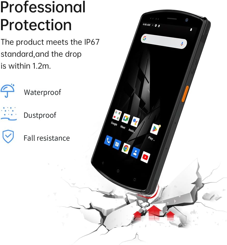 Android 12.0 Barcode Scanner Handheld PDA Terminal Support 1D/2D/QR Code 2/3/4G/ WiFi/BT/2.4G 5Ghz Dual Band Communication NFC and Fingerprint Function with 5.7 Inch Touchscreen