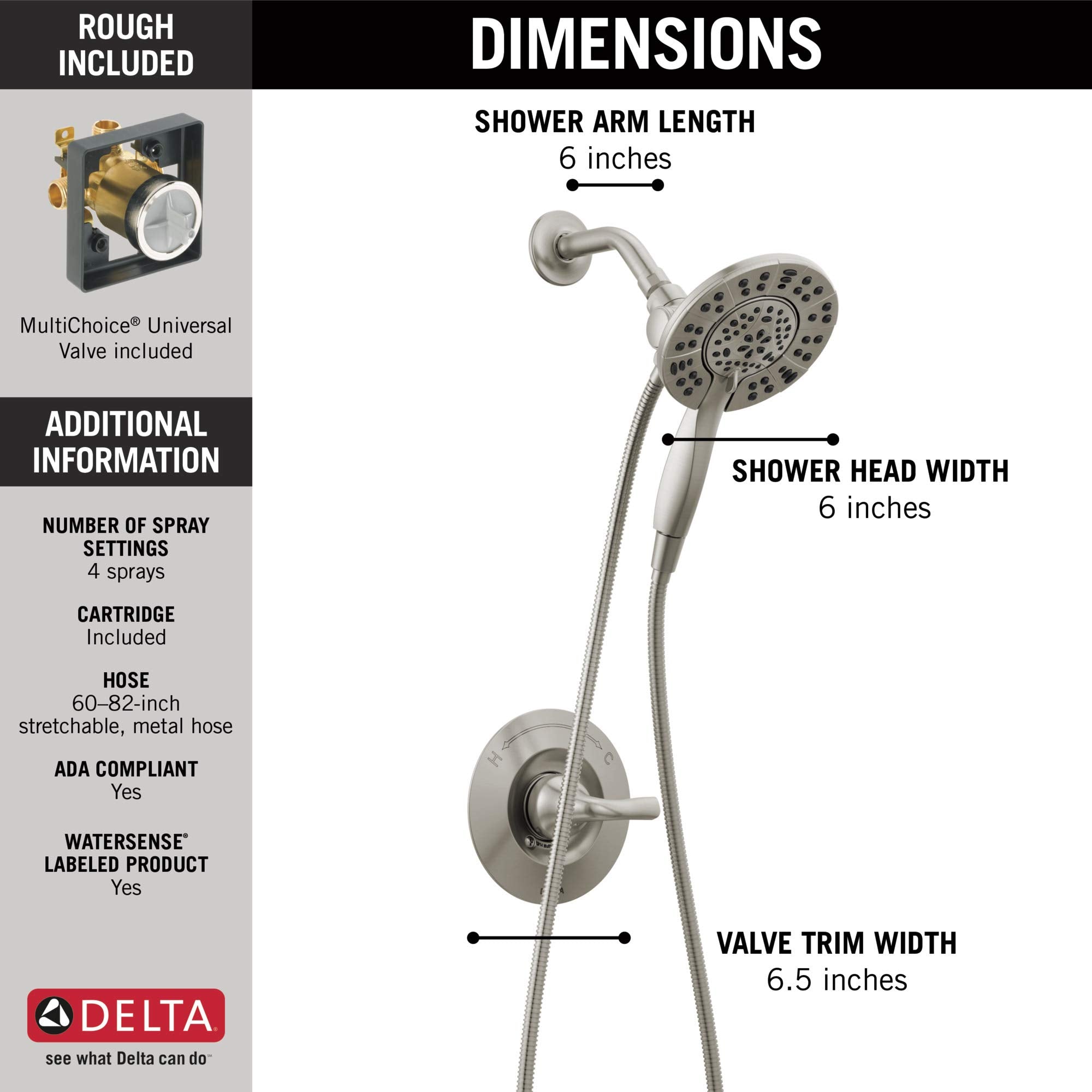 DELTA Arvo 14 Series Brushed Nickel Shower Faucet Set