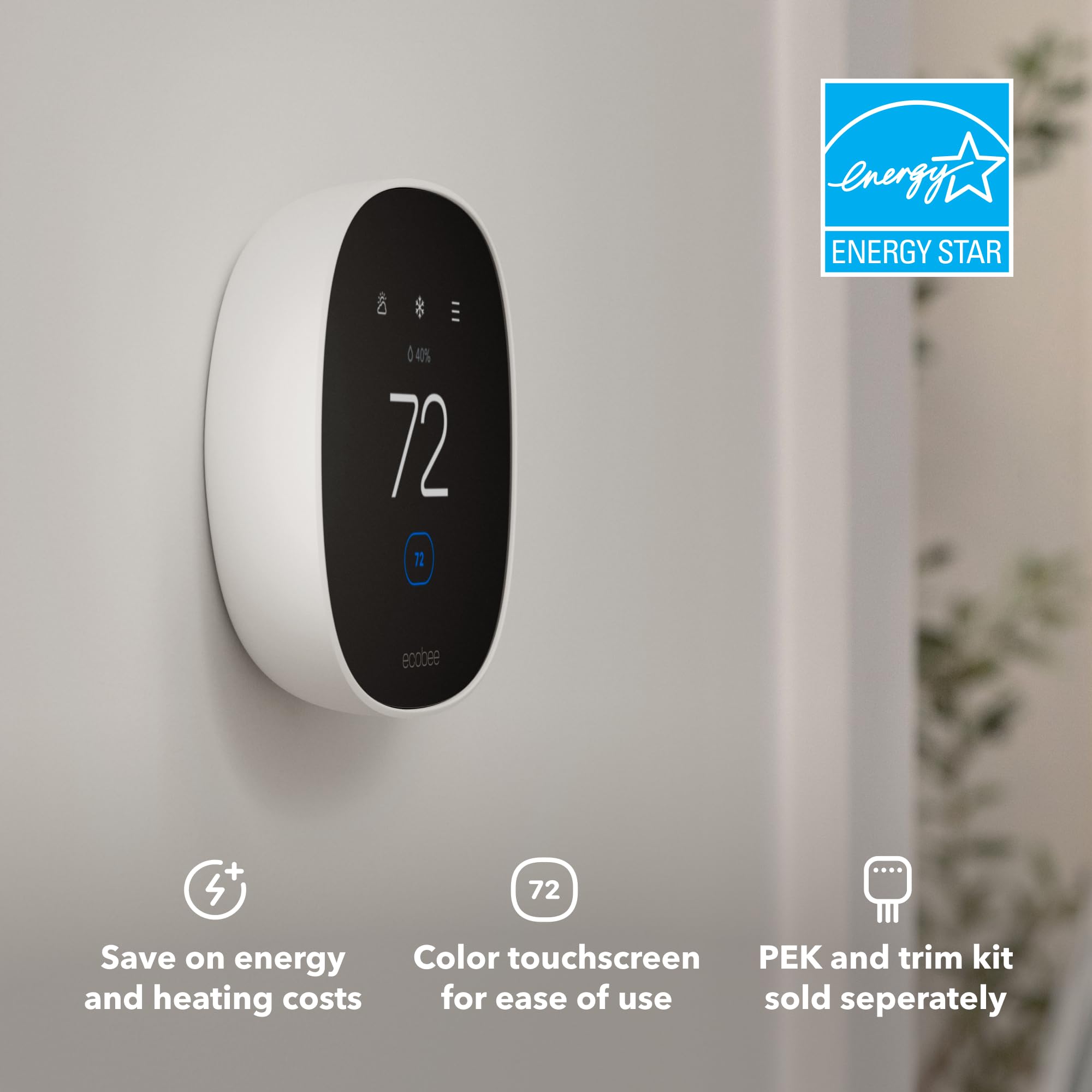 ECOBEE Smart Thermostat Essential - Wi-Fi, Energy Star Certified