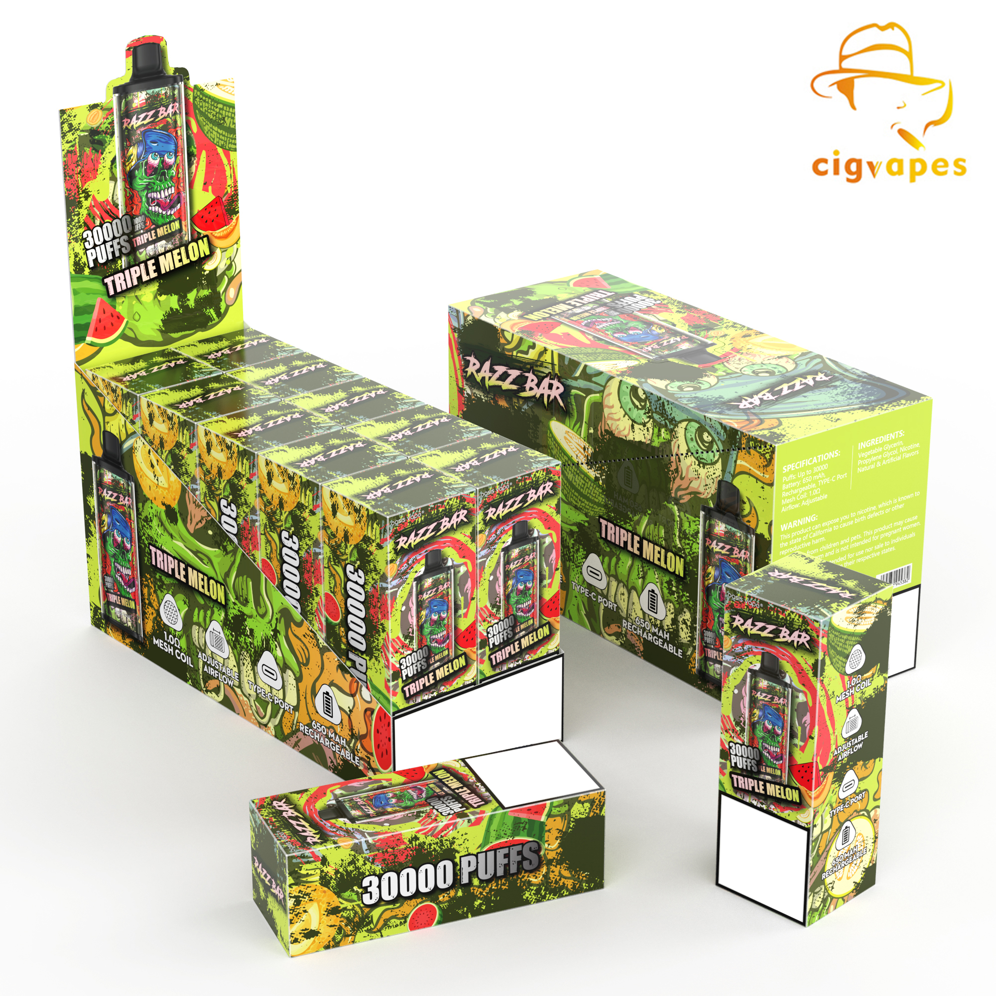 EU Warehouse Razz Bar 30000 Puffs 30K Disposable Vapes Razzbar E-zigaretten