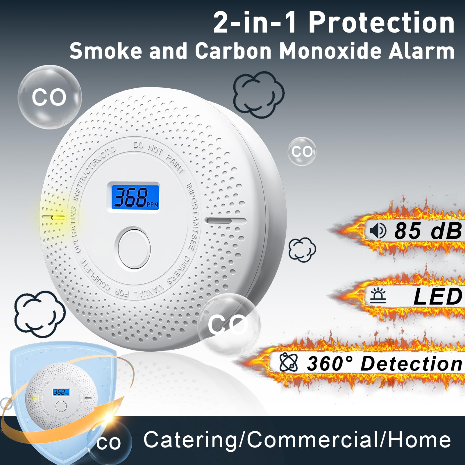 UINGARM Smoke and Carbon Monoxide Detector, 4 Pack