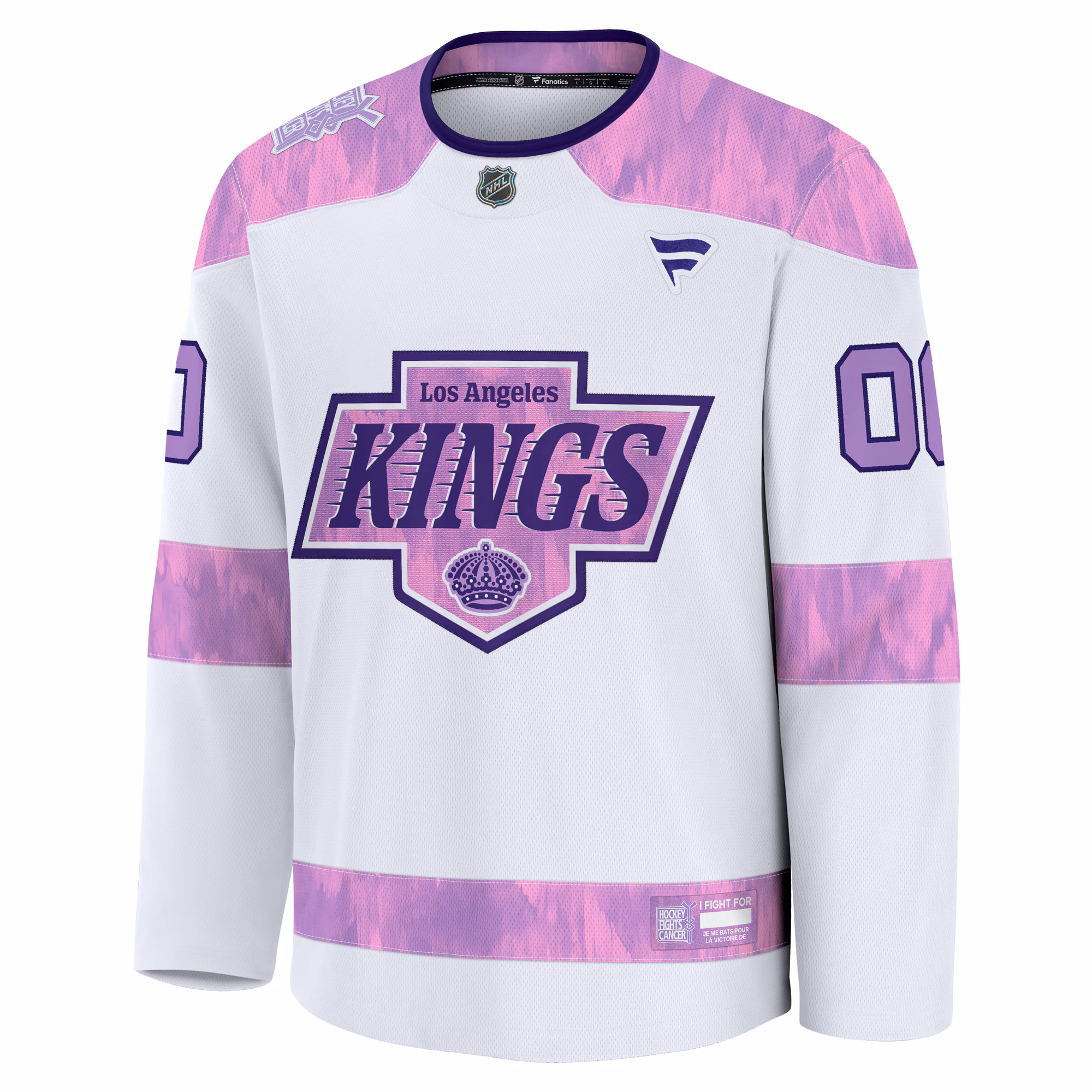 Los Angeles Kings Fanatics 2024 Hockey Fights Cancer Custom Practice Jersey - White