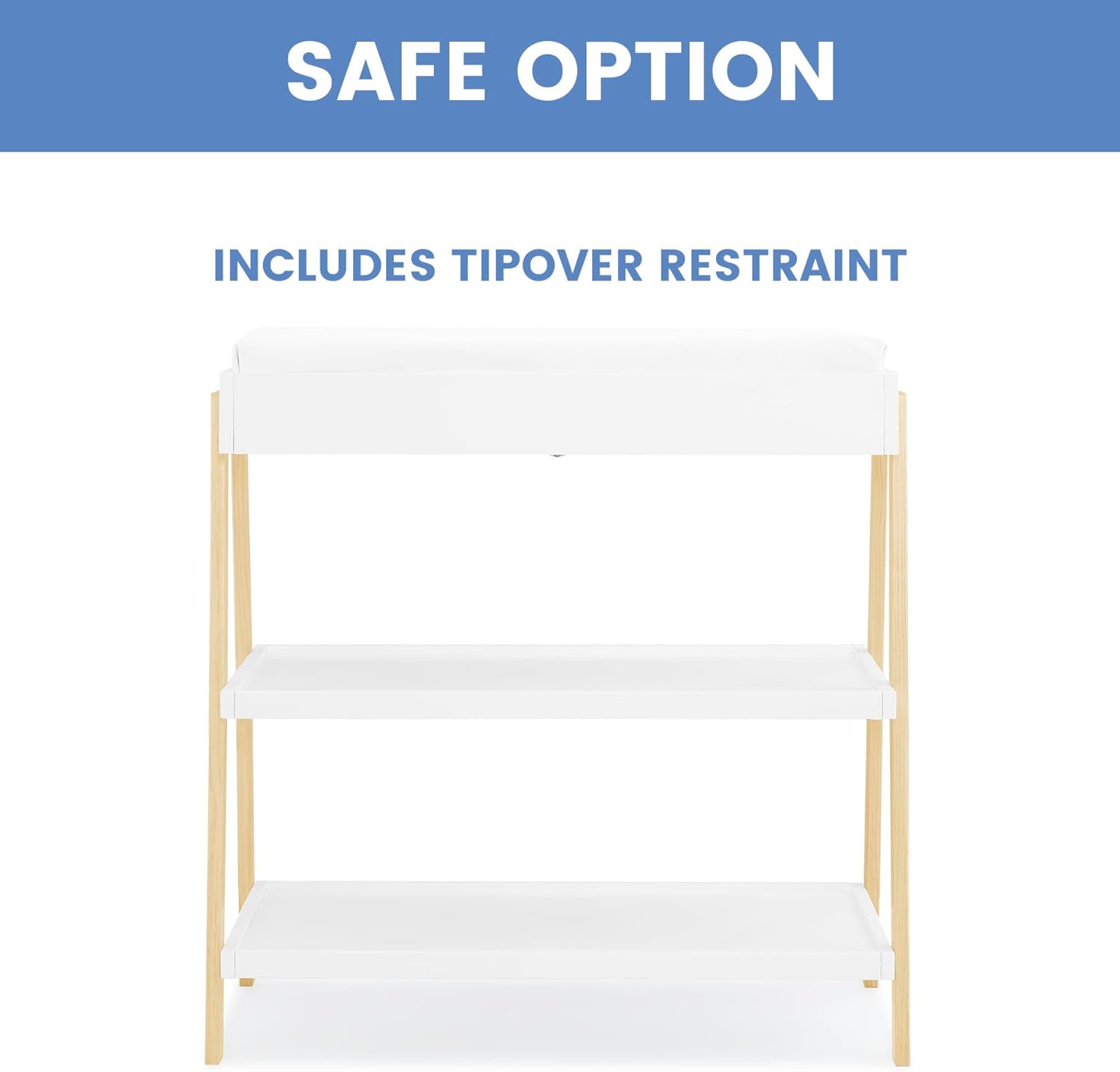 Delta Children Scout Changing Table - Greenguard Gold Certified, Bianca White/Natural