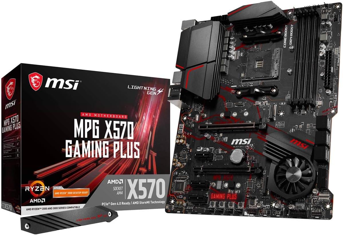 MSI MPG X570 Gaming Plus Motherboard (AMD AM4, PCIe 4.0, DDR4, SATA 6Gb/s, M.2, USB 3.2 Gen 2, HDMI, ATX)