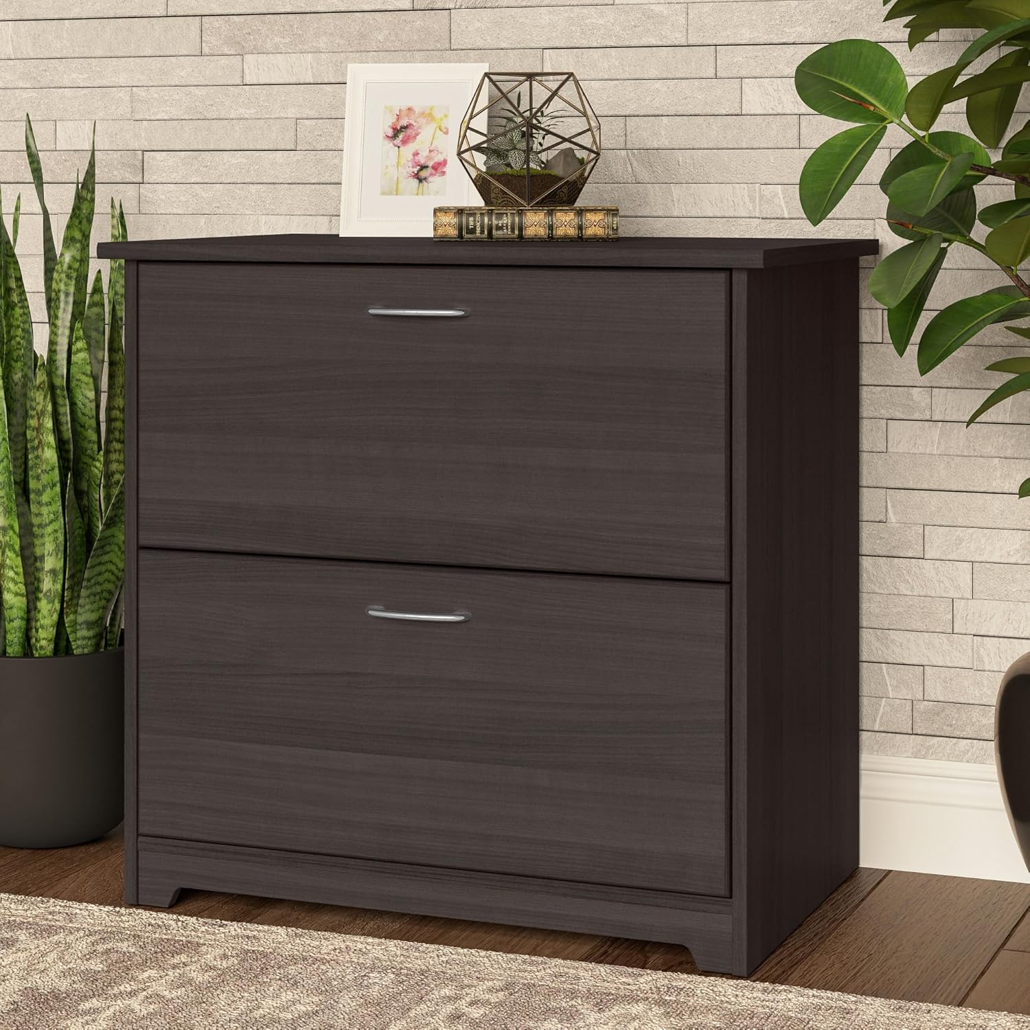 Bush Home Cabot 2 Drawer Lateral File Cabinet in Heather Gray, Home Office Chest for Letter, Legal, and A4-size Document Storage