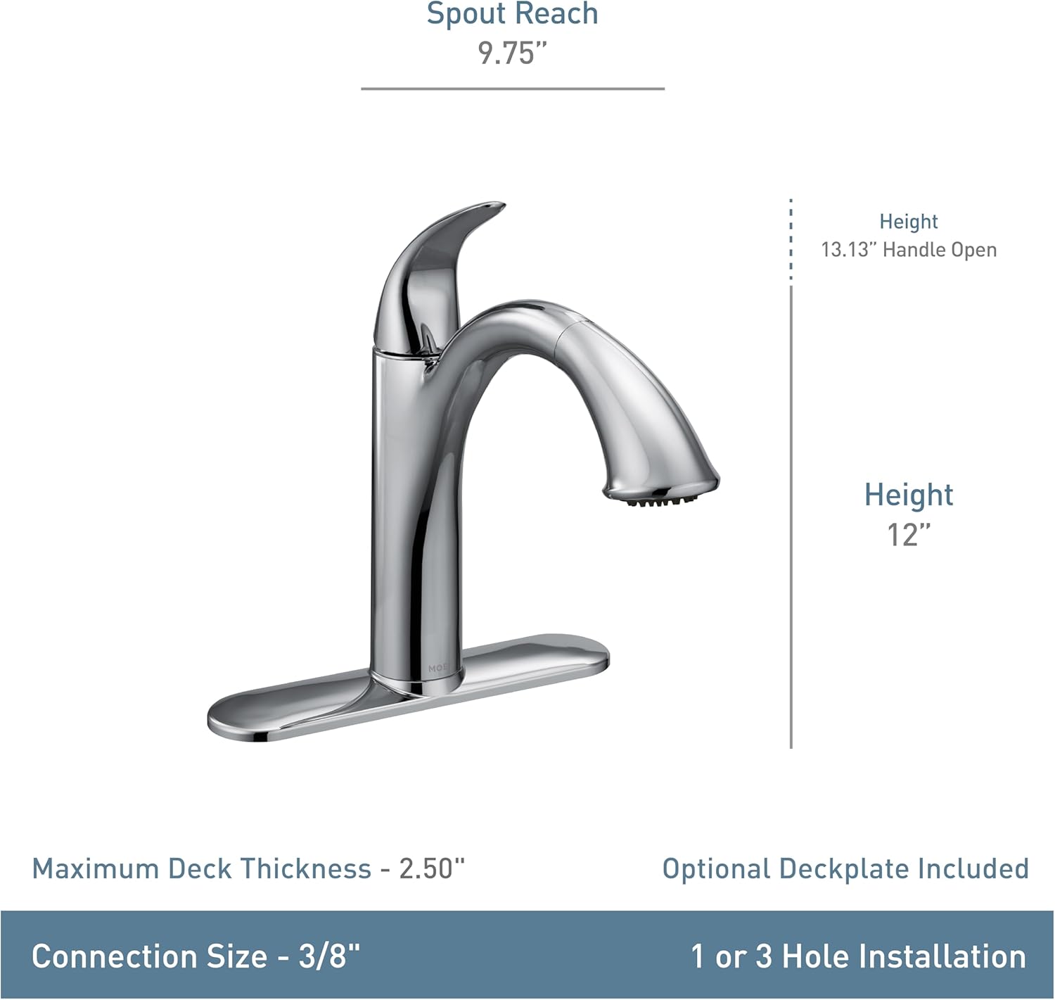 Moen 7545C Camerist One-Handle Pullout Kitchen Faucet Featuring Power Clean and Reflex, Chrome