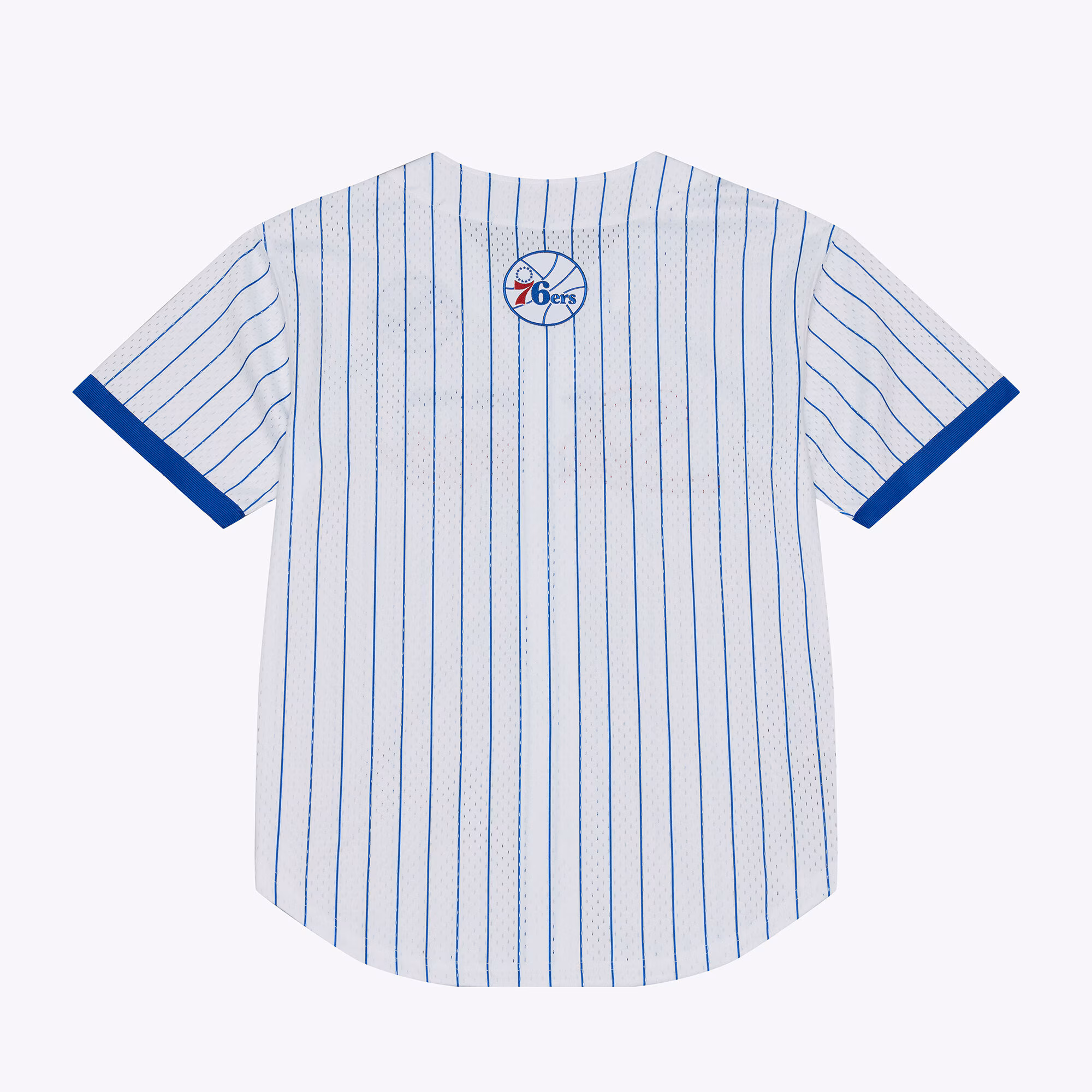 Philadelphia 76ers Mitchell & Ness Head Coach Pinstripe Mesh Full-Button Baseball Jersey - White