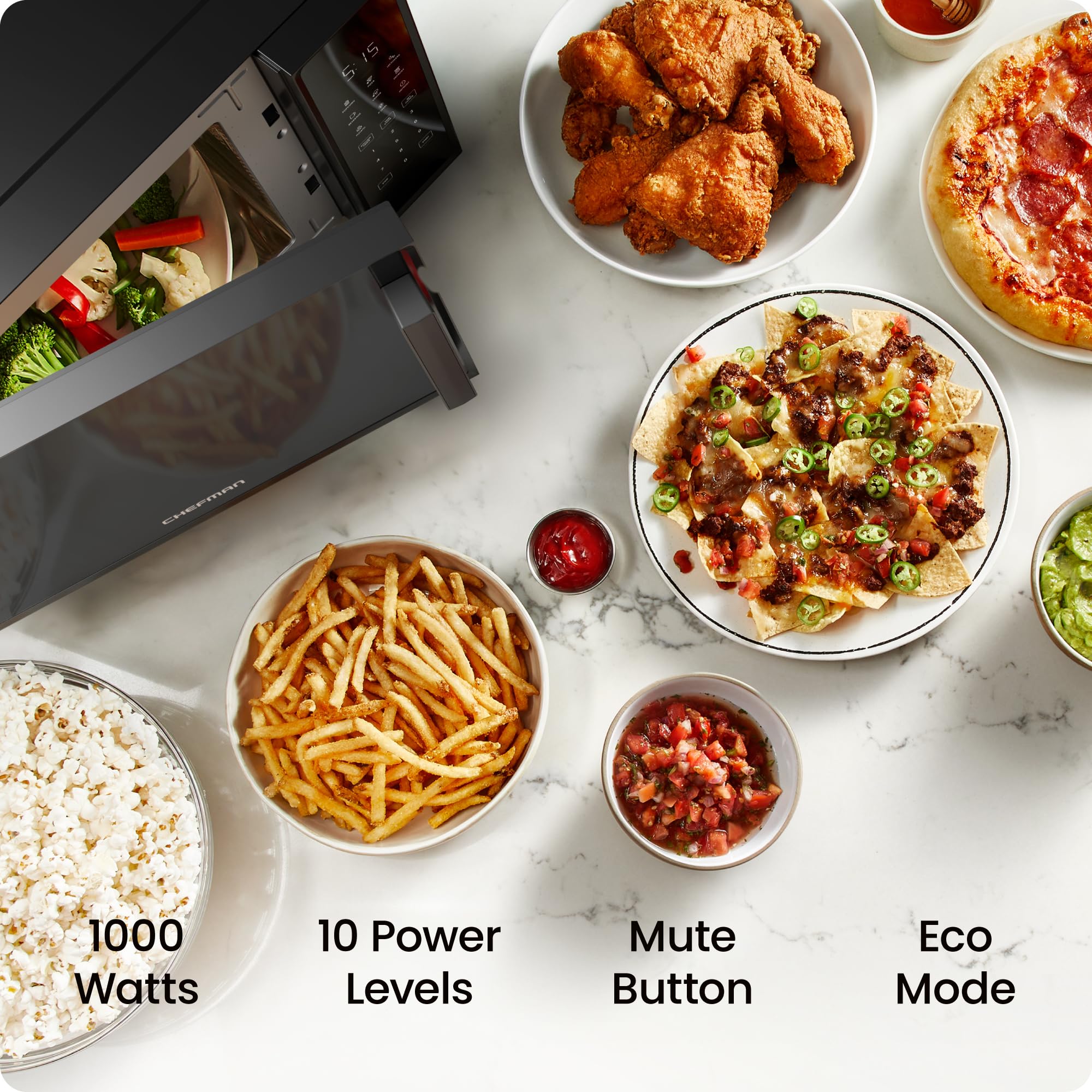 CHEFMAN Countertop Microwave Oven 1.1 Cu. Ft., 1000 Watts