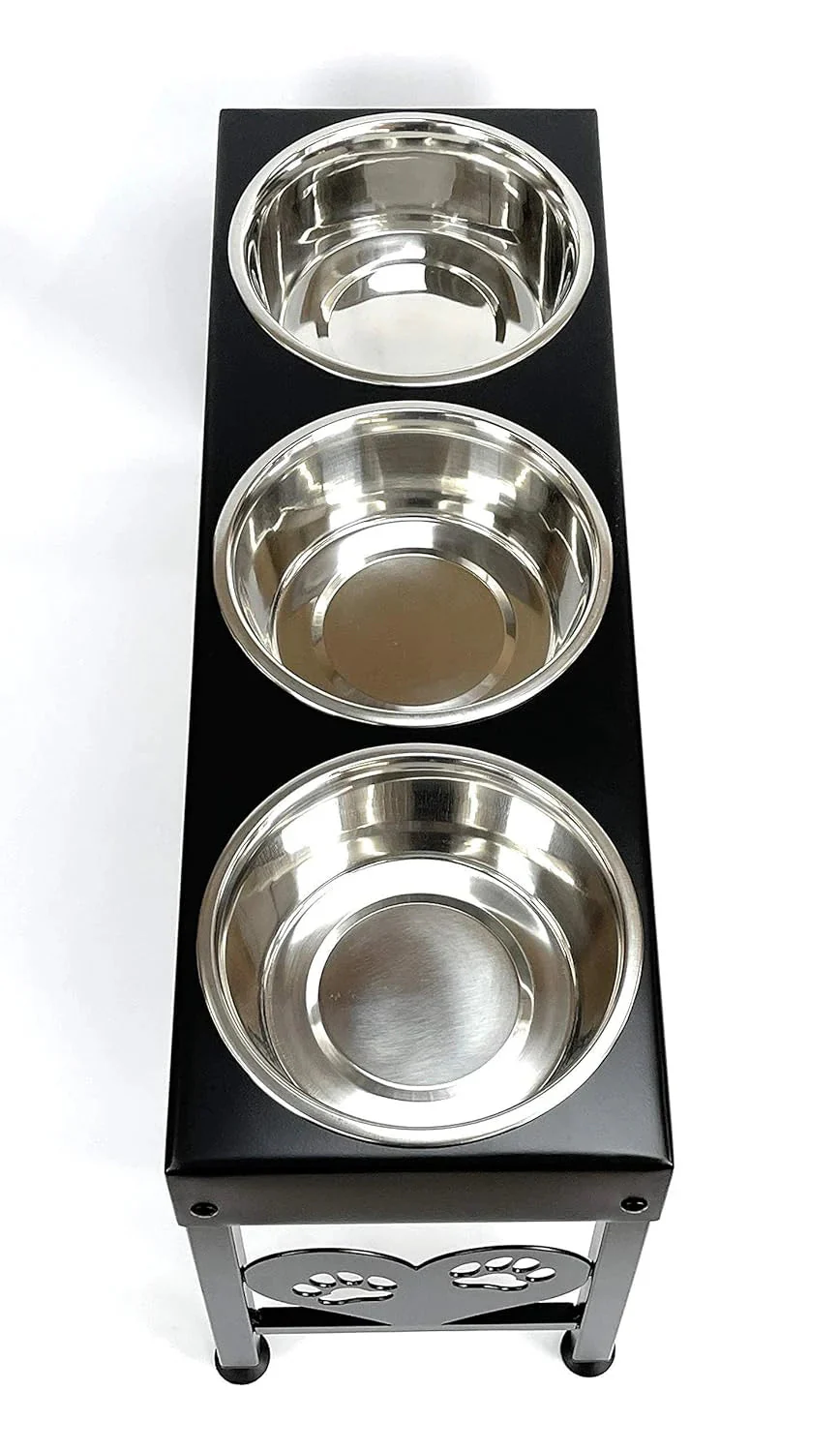 Pet Feeding Station Triple 3-Quart Metal Dog Bowl 16