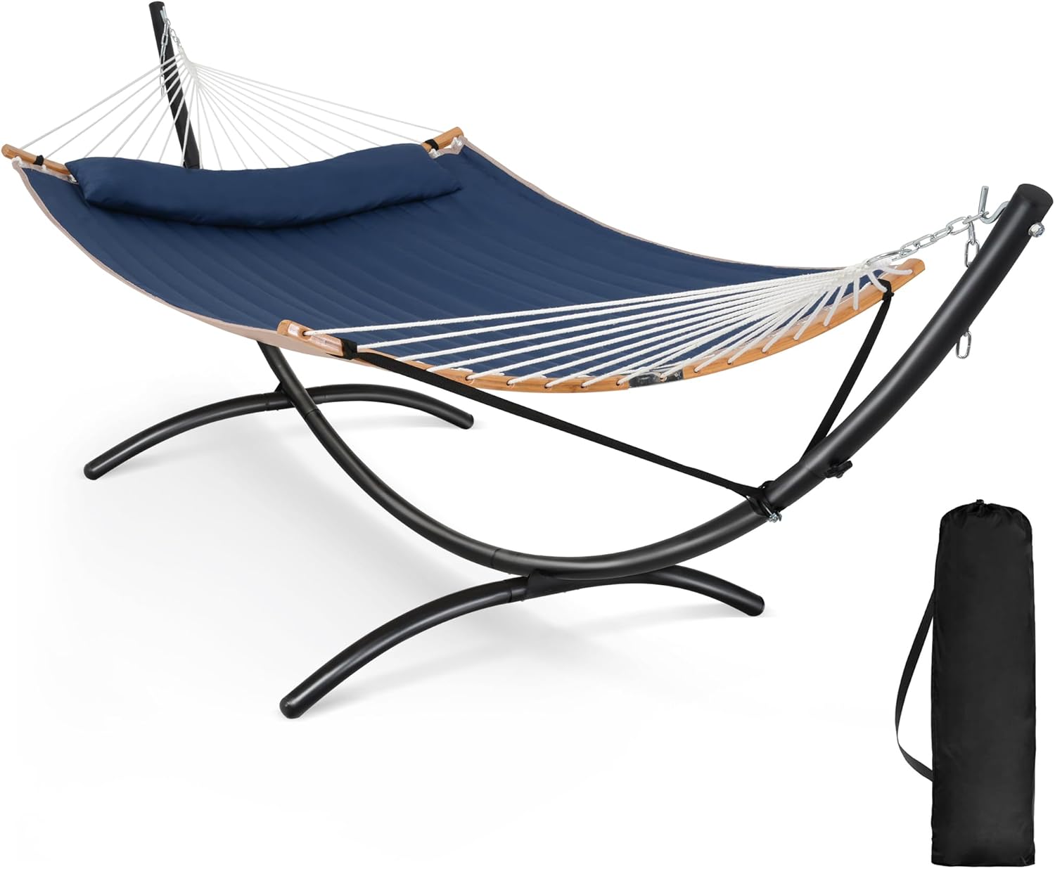 SUNCREAT Hammocks for Outside with Stand, Porch Hammock and Stand, 475 lbs Capacity, Patent Pending, Navy