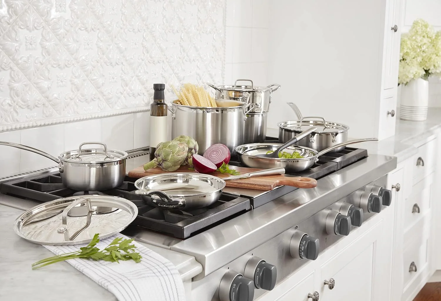 MultiClad Pro Stainless-Steel Cookware 13-Piece Cookware Set, Silver