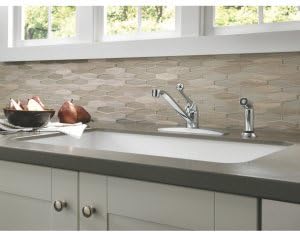 Delta Faucet Classic Single-Handle Kitchen Faucet with Side Sprayer, Chrome Kitchen Sink Faucet, Kitchen Faucet 3 Hole, Chrome 400LF-WF