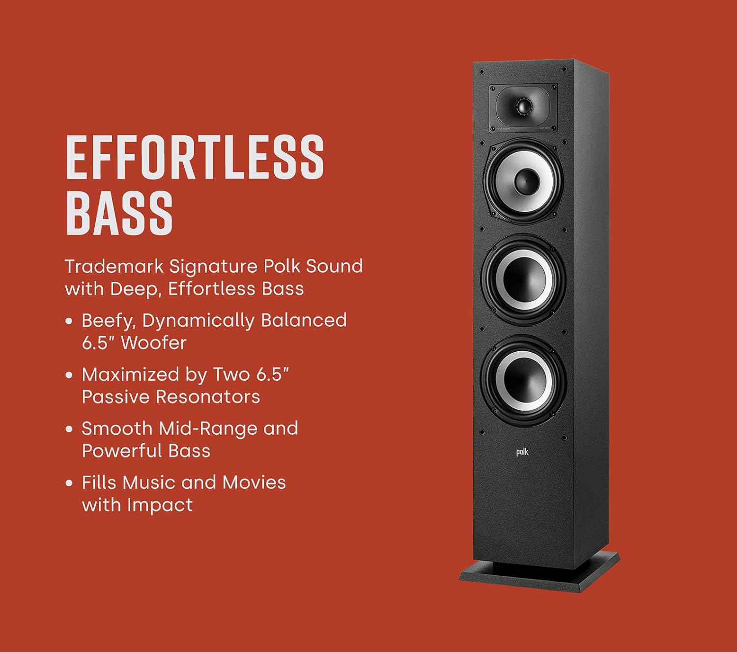 Polk Monitor XT60 Tower Speaker - Hi-Res Audio Certified, Dolby Atmos, DTS:X & Auro 3D Compatible, 1