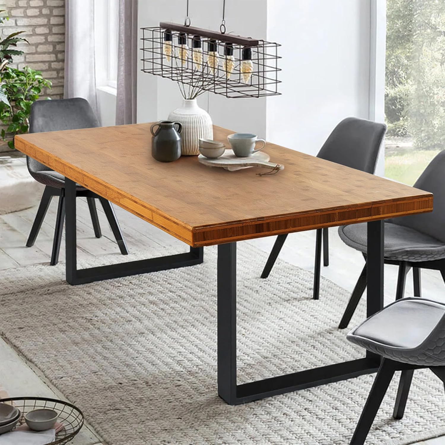 Natural Bamboo Table Top 60x30 Inch, 1.375