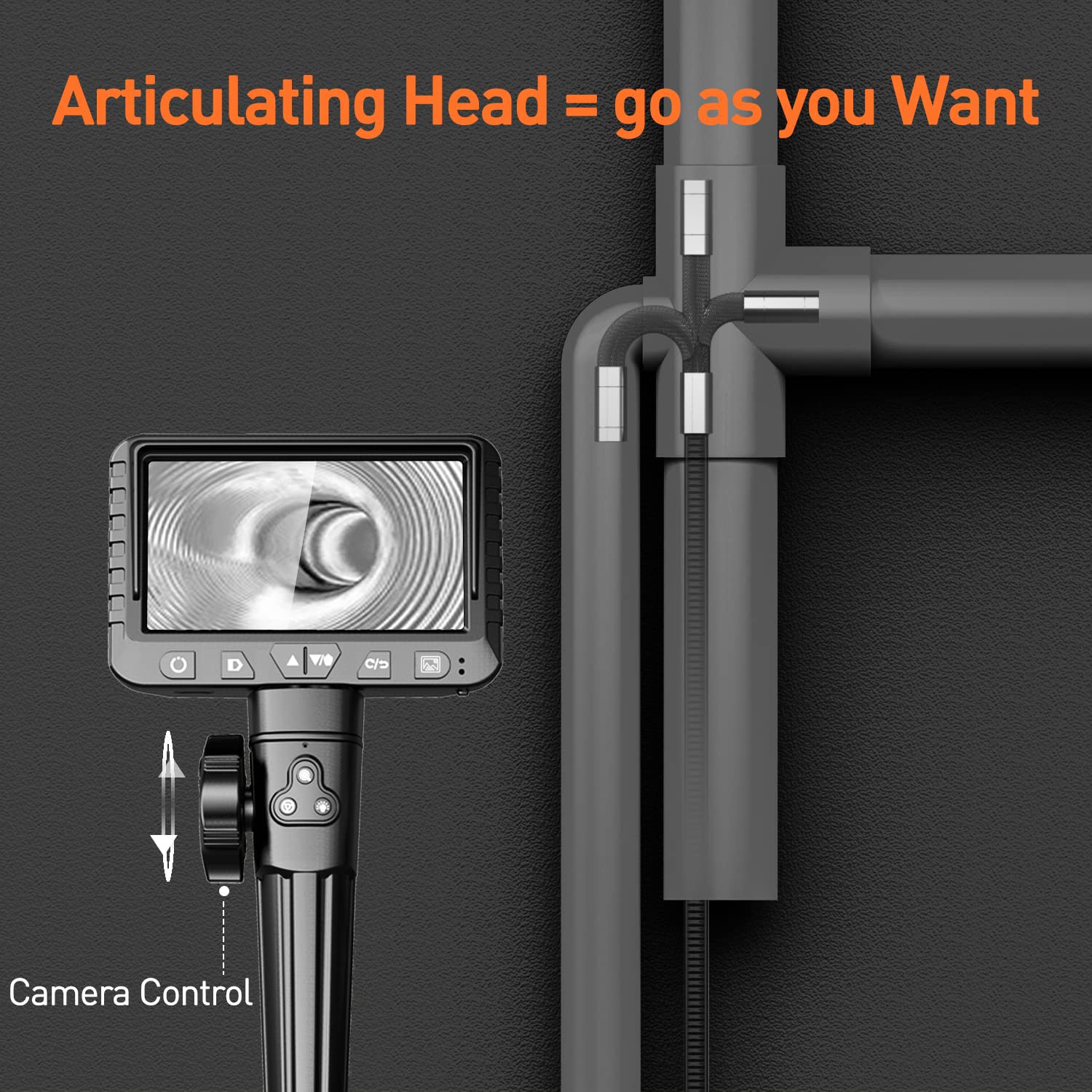 DXZTOZ Two-Way Borescope Inspection Camera with Light