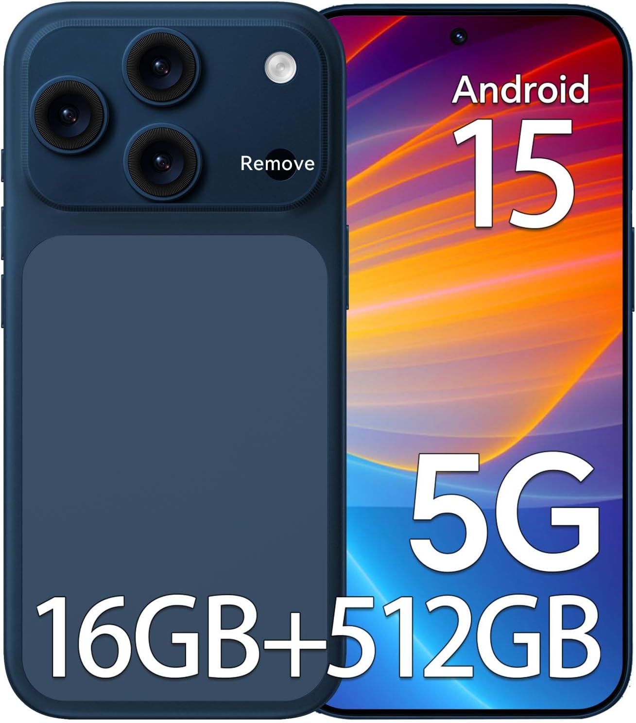 Unlocked Phones, IK17 Android 15 Smartphone, Cell Phones with 5000mAh Battery, Snapdragon 888, 16GB RAM+512GB ROM, 104MP+32MP Camera, 6.9