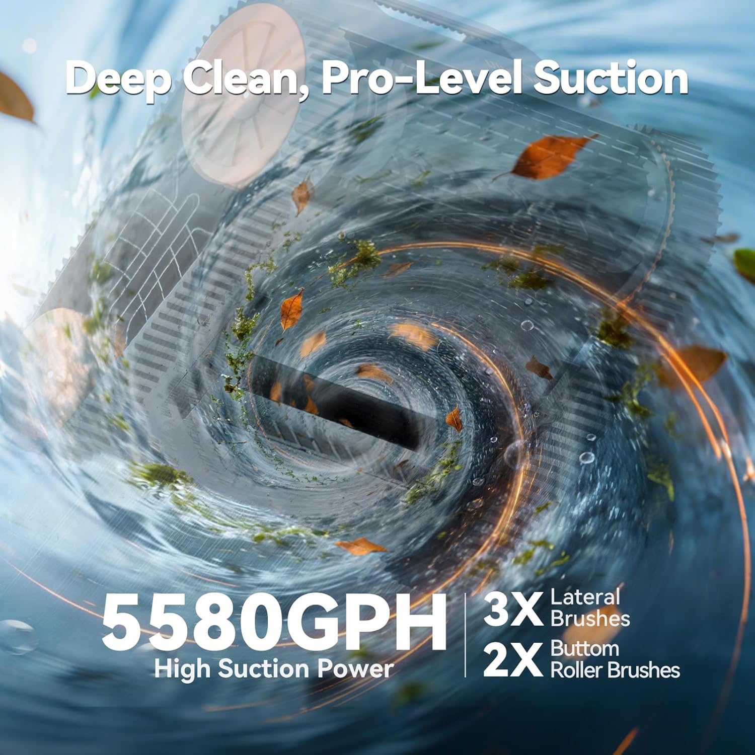 Ultra Nebula Cordless Robotic Pool Cleaner, with 5580 GPH Powerful Suction, 180-Min Runtime, Wall & Waterline Cleaning, Smart Navigation, for Pools up to 3229 Sq.Ft