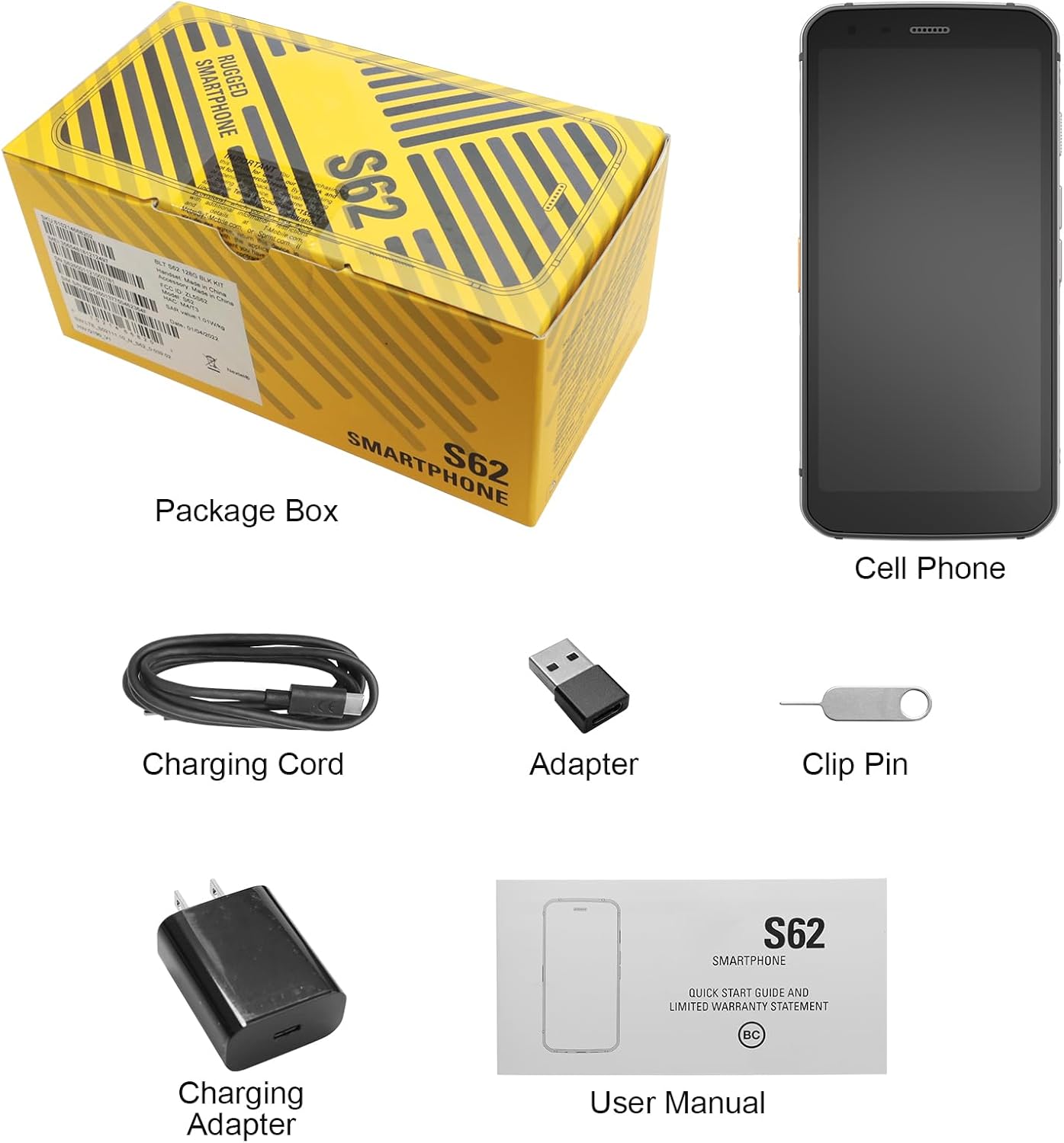 Unifone S62 Unlocked Rugged Cell Phone (128GB, 4GB) 5.7