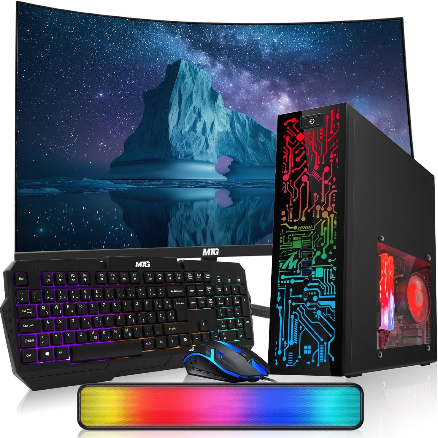 Hp Desktop Computer PC – Intel Core i5, 16GB ARGB RAM, 512GB SSD, 32 Inch Curved Monitor, RGB Keyboard with AI Copilot Key and Mouse, RGB Soundbar, Windows 11(Renewed)
