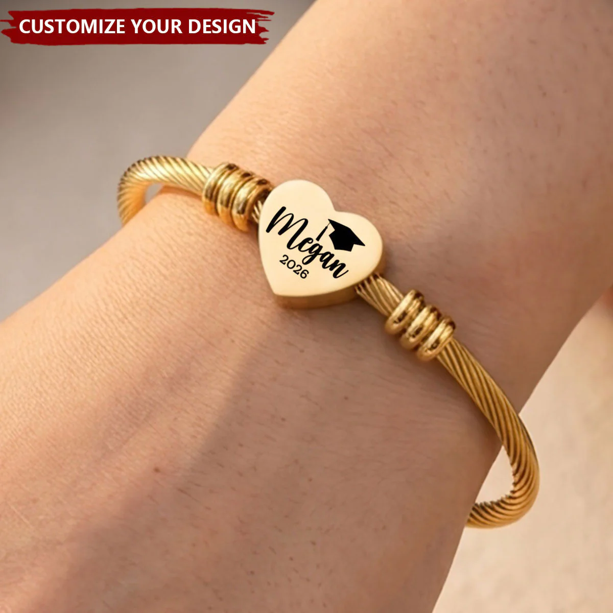 Personalized Graduation Cuff Bracelet - Class Of 2026 Graduation